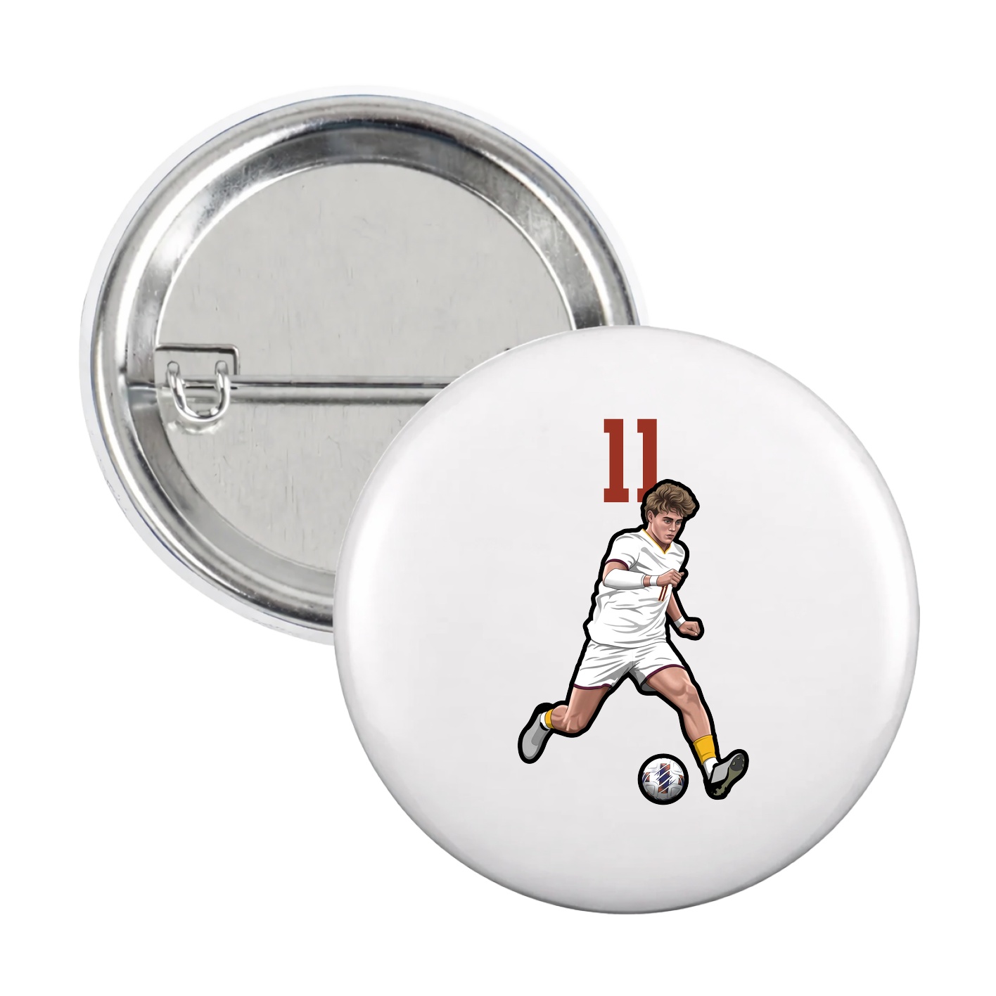 Game Day Button — Number Top in White
