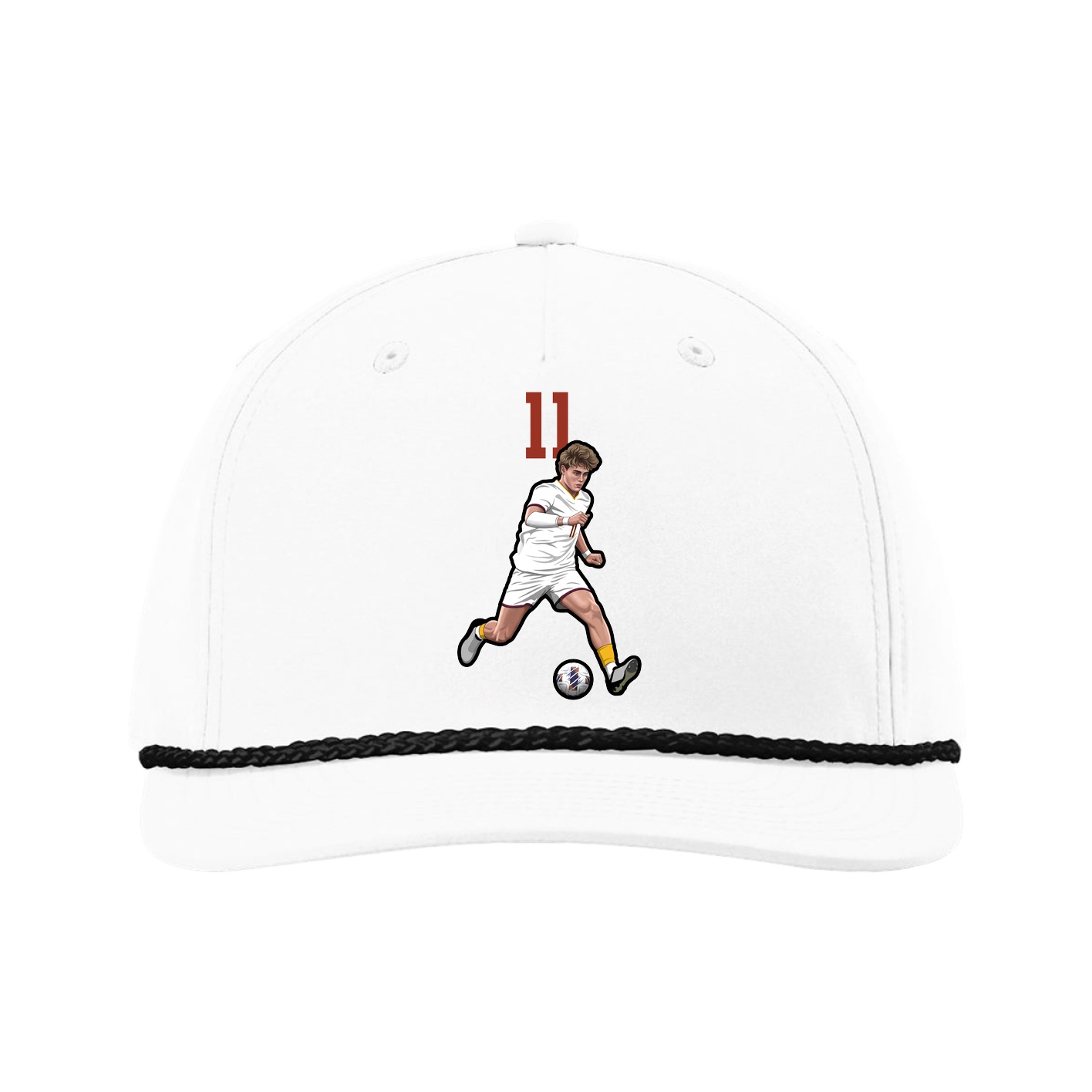Five-Panel Classic Rope Cap — Number Top in White