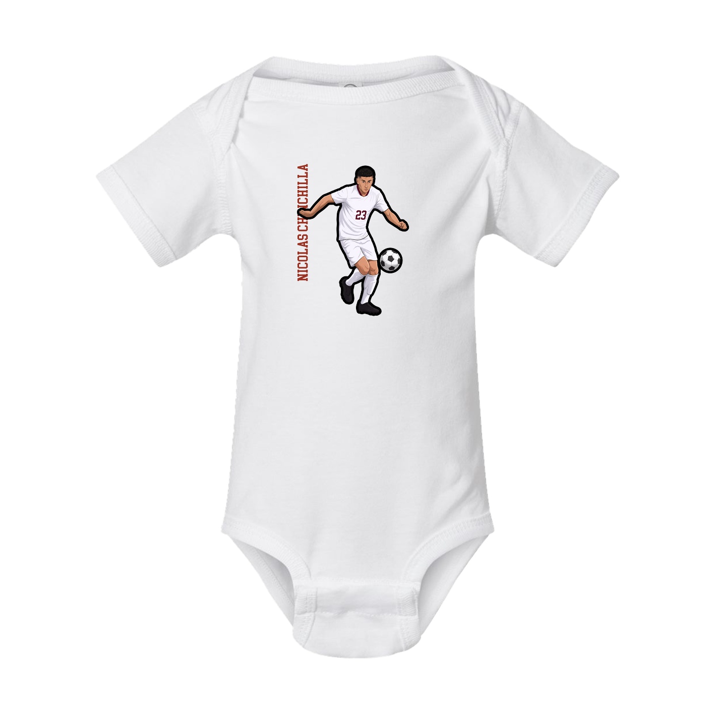 Baby Onesie — Name Vertical in White