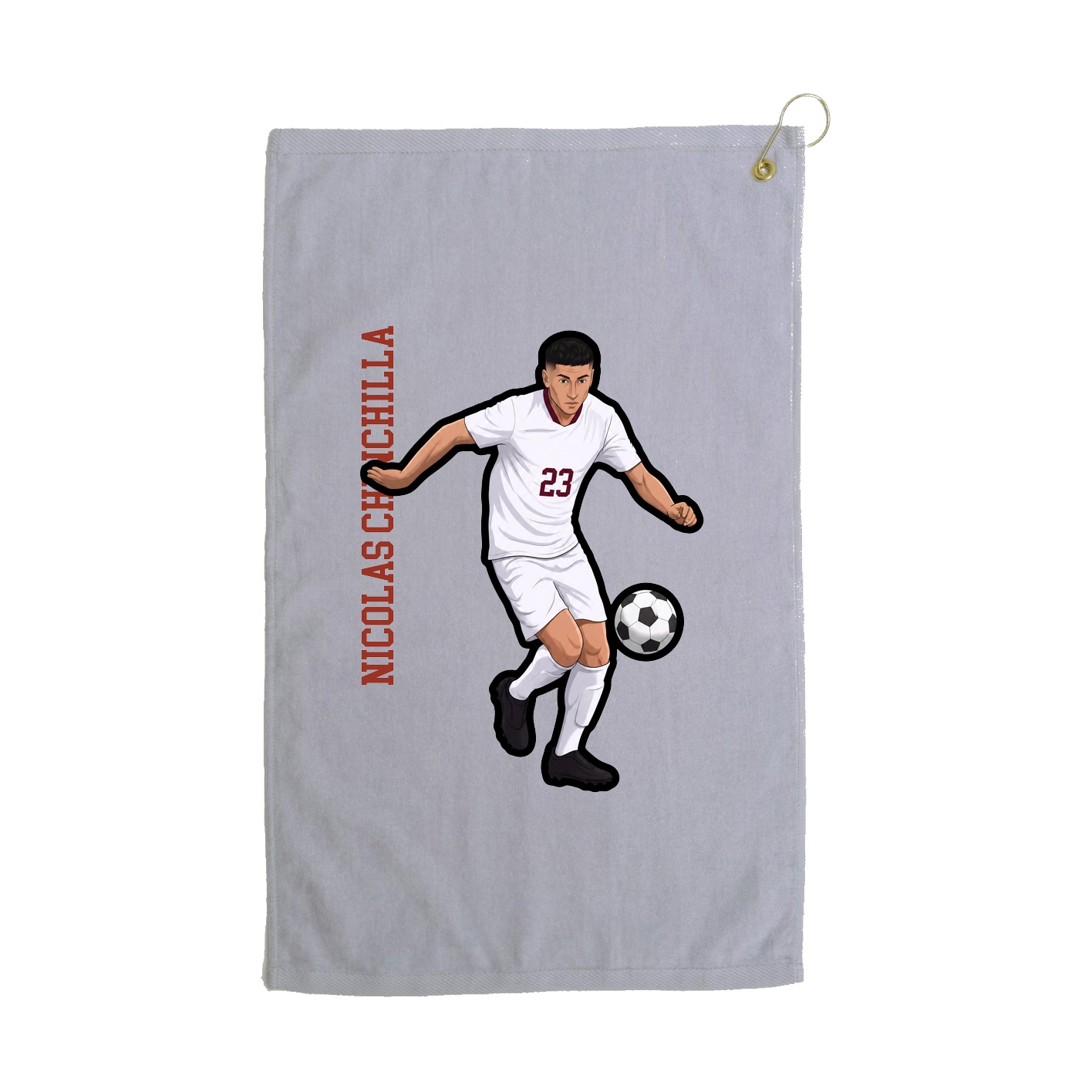 Golf Towel — Name Vertical in Grey