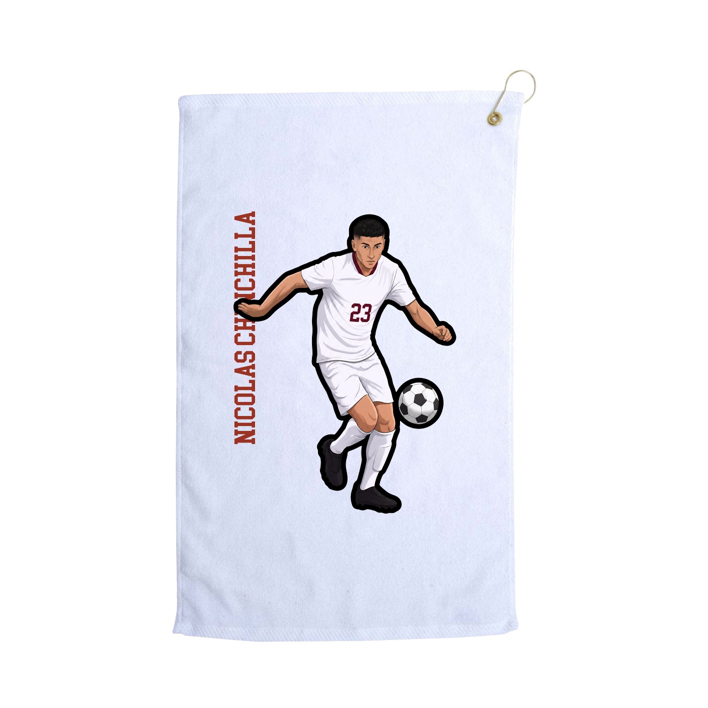 Golf Towel — Name Vertical in White