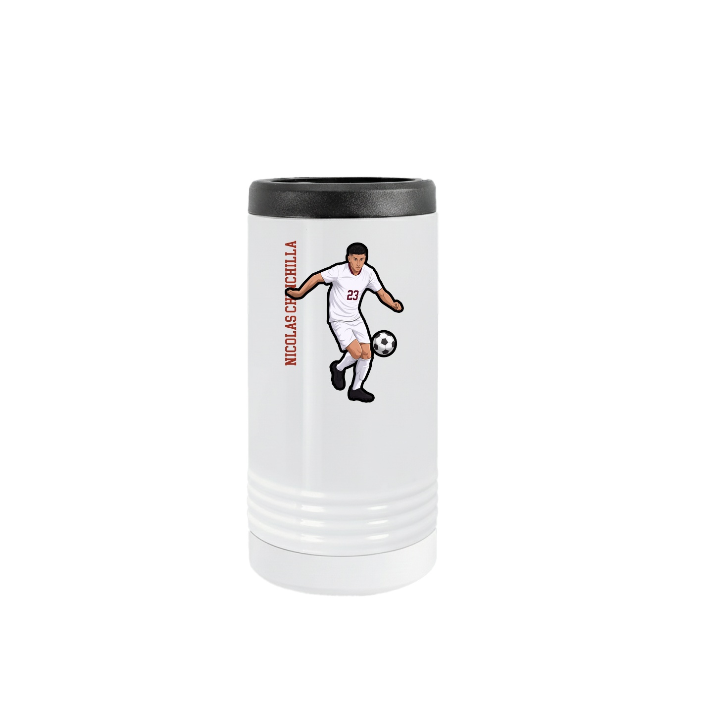 Slim Beverage Holder — Name Vertical in White