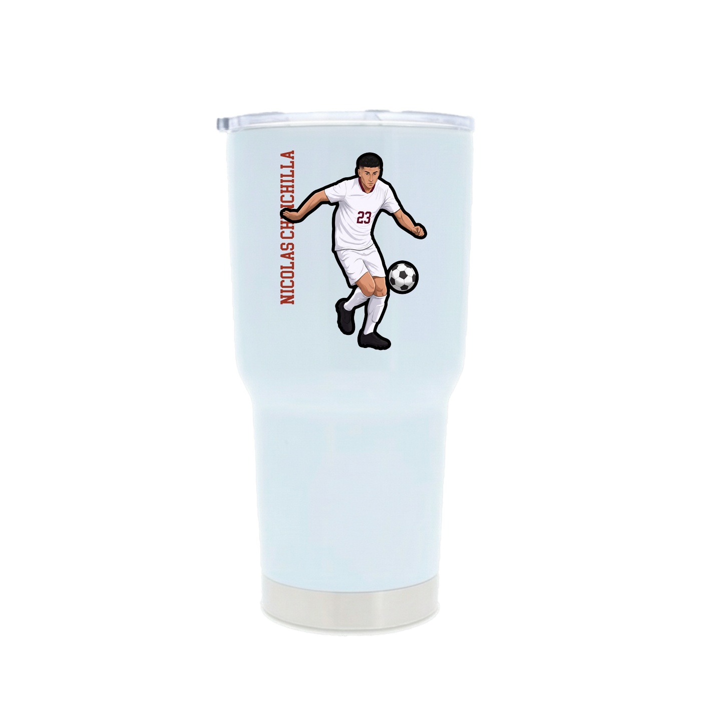 30oz Stainless Steel Tumbler — Name Vertical in White