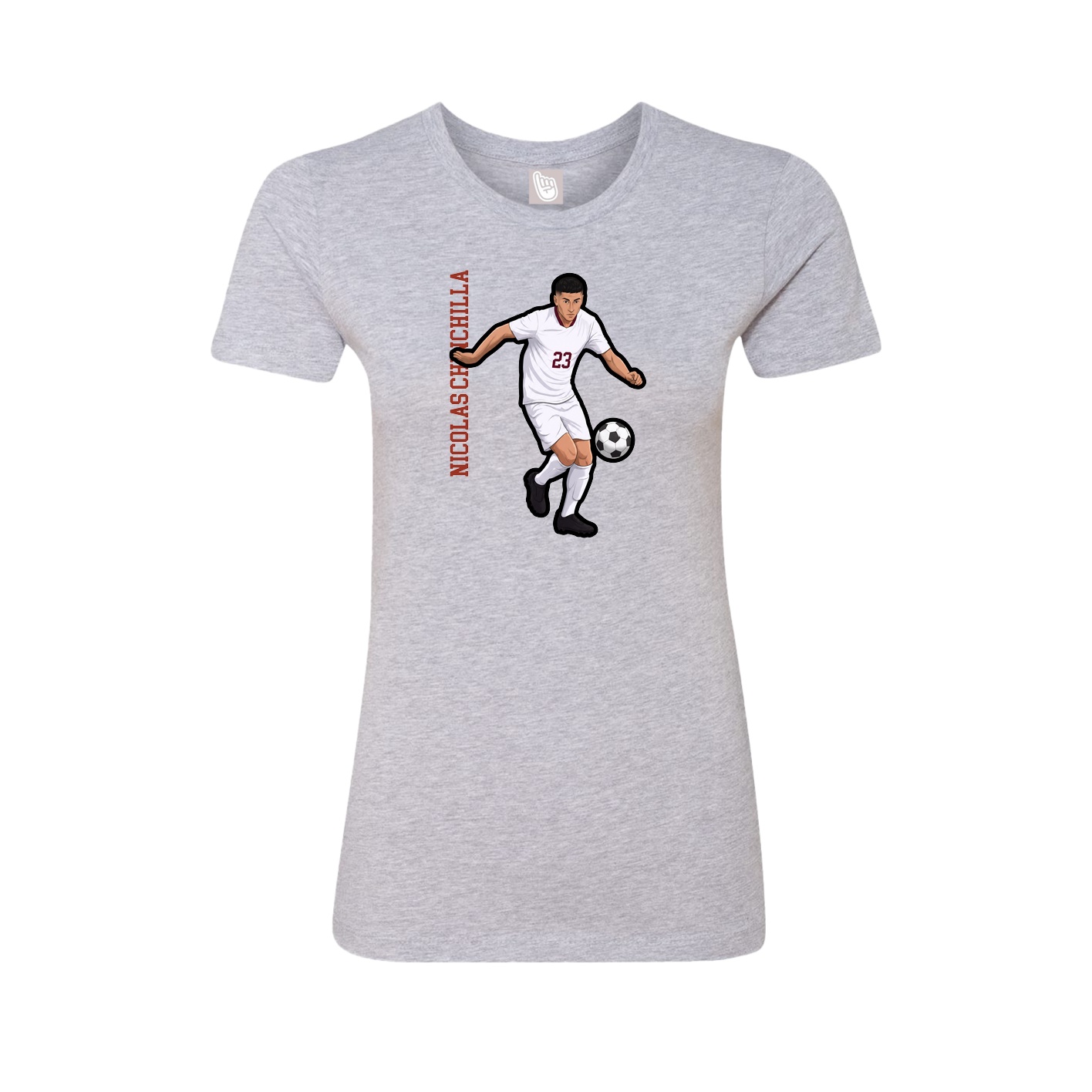 Fitted Women's Tee — Name Vertical in Grey