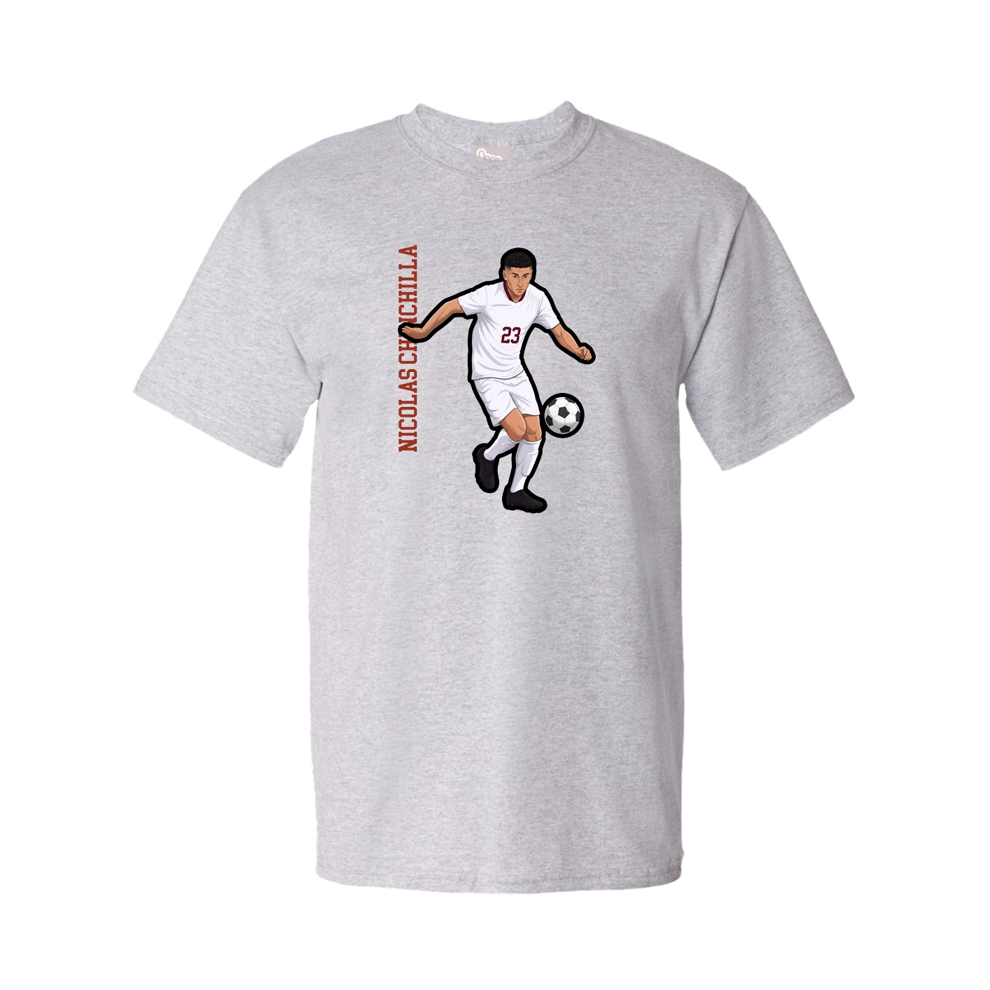 Youth Tee — Name Vertical in Grey