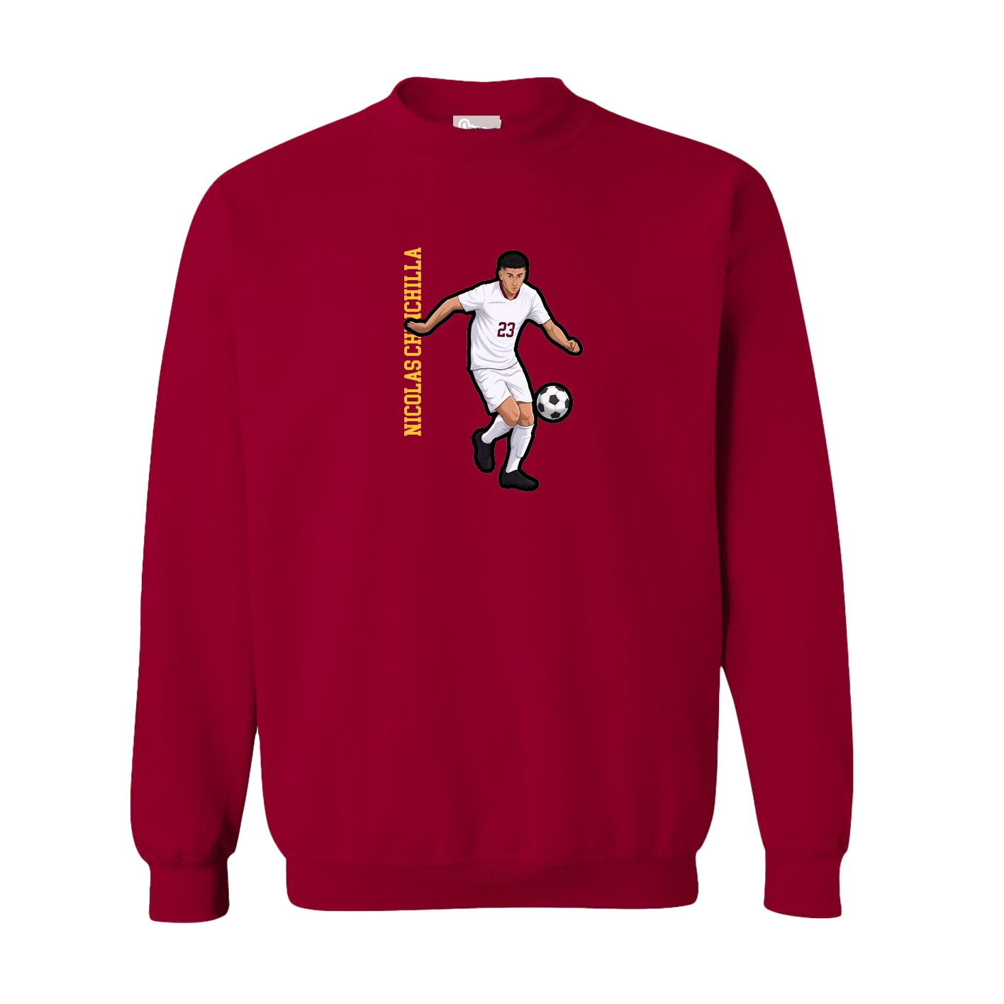 Fleece Crew — Name Vertical in Cardinal