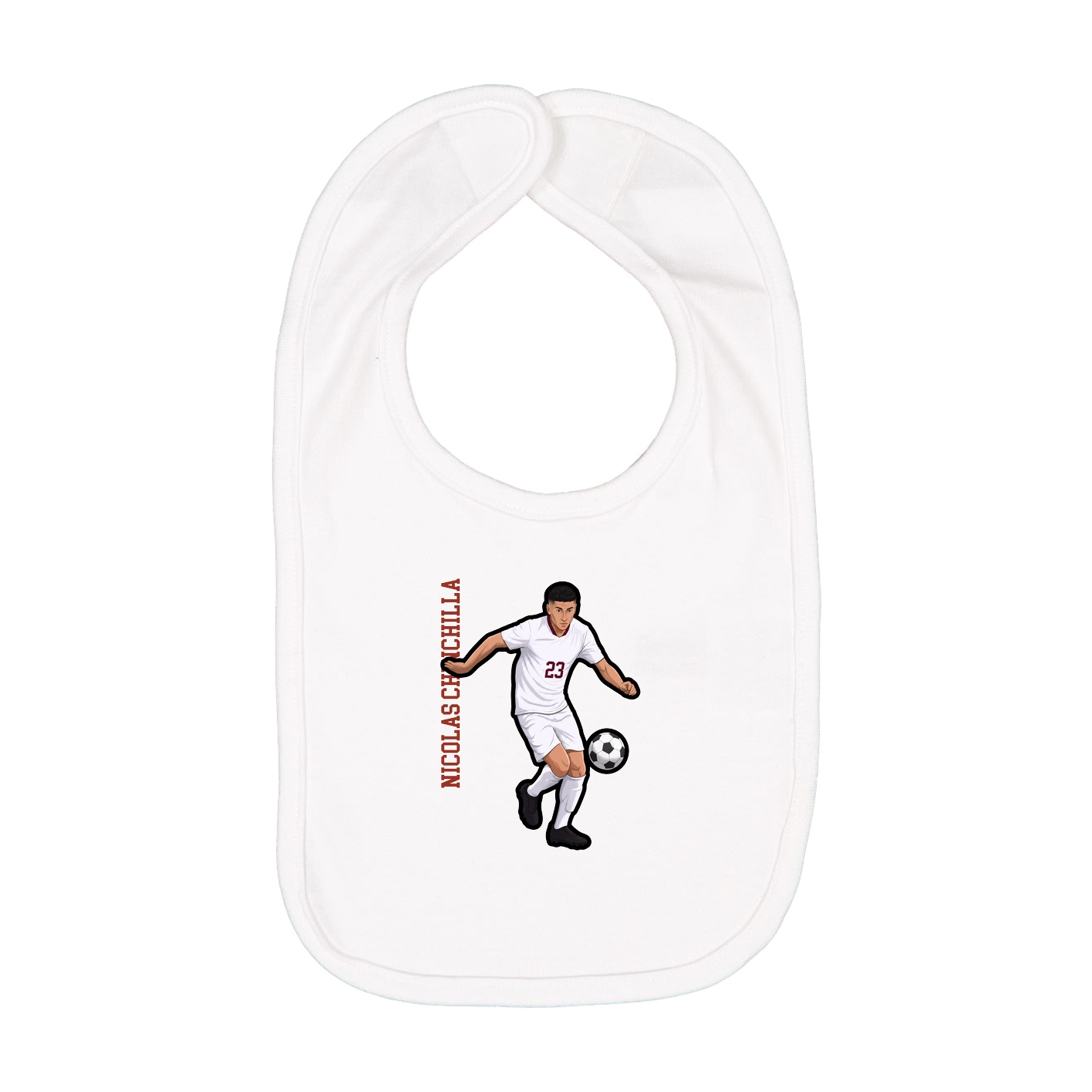 Infant Bib — Name Vertical in White