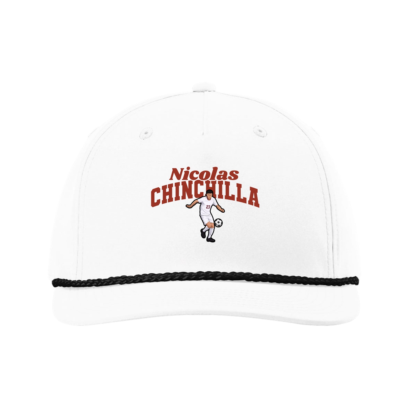 Five-Panel Classic Rope Cap — Signature Arch in White