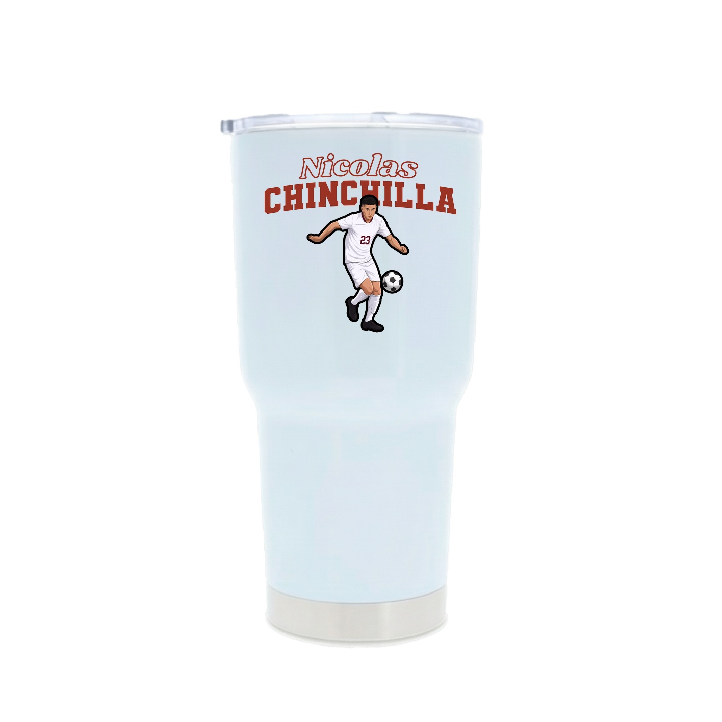 30oz Stainless Steel Tumbler — Name Arch in White