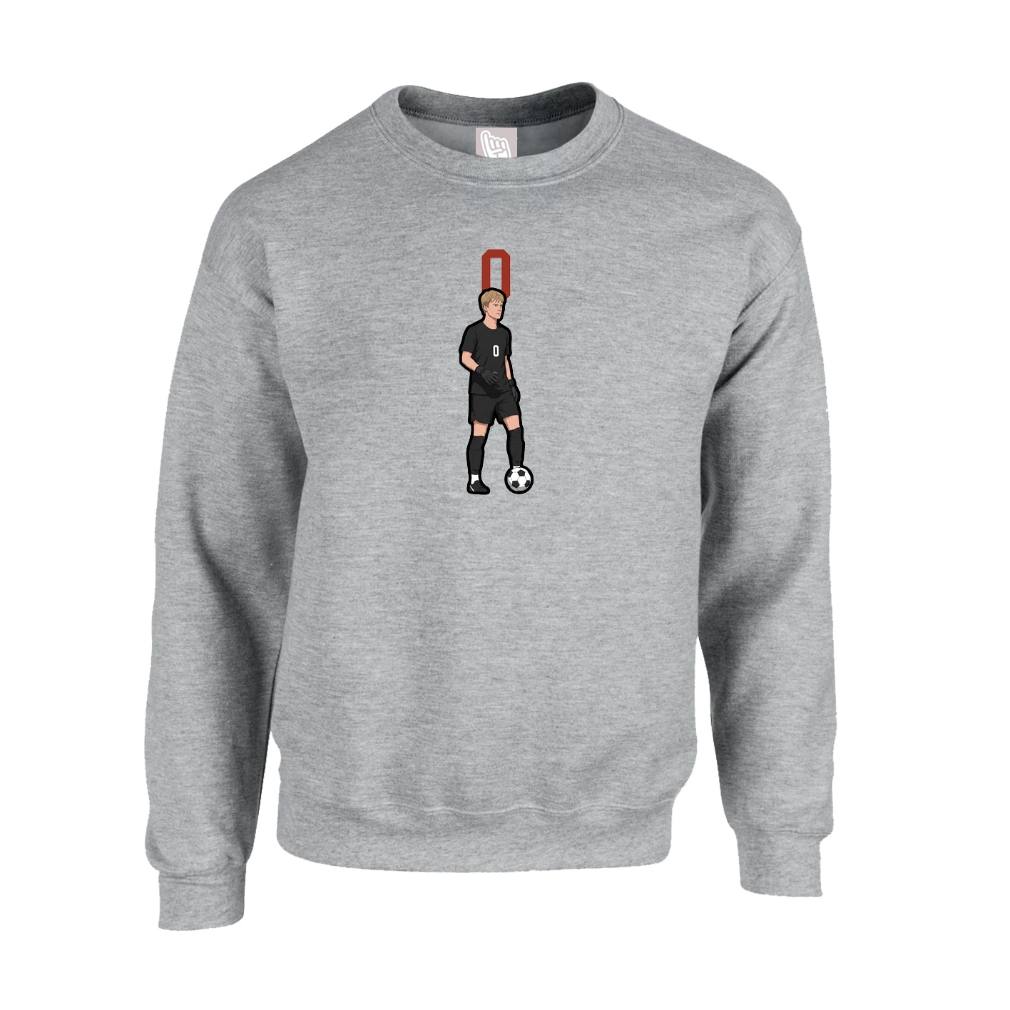 Fleece Crew — Number Top in Grey