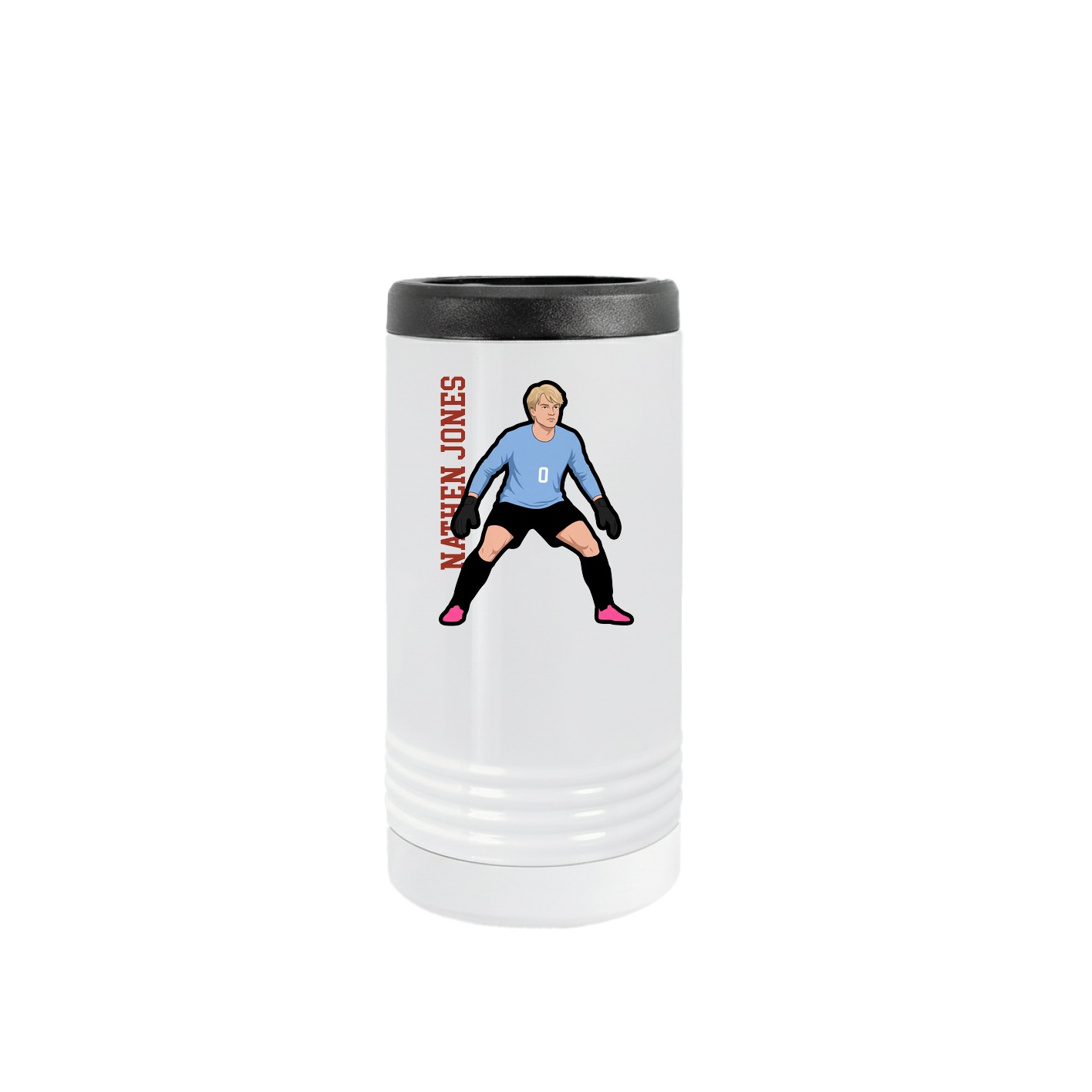 Slim Beverage Holder — Name Vertical in White