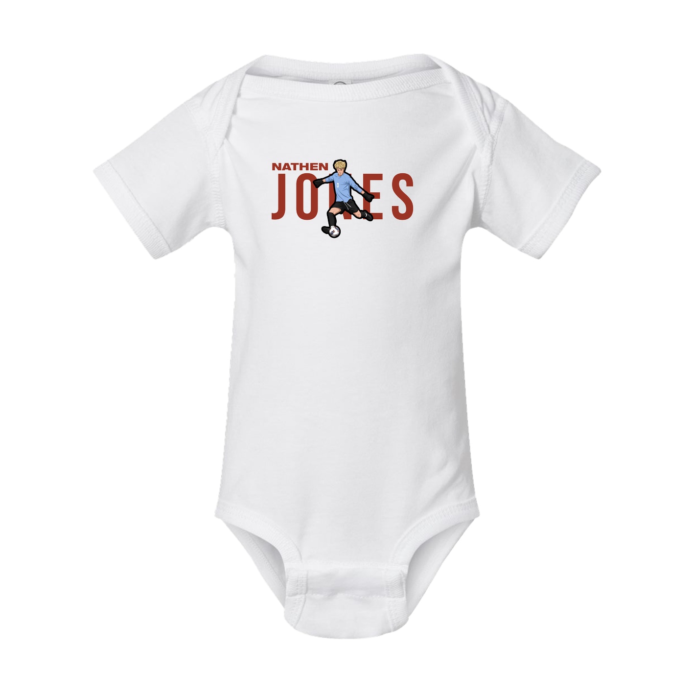 Baby Onesie — Player Name in White
