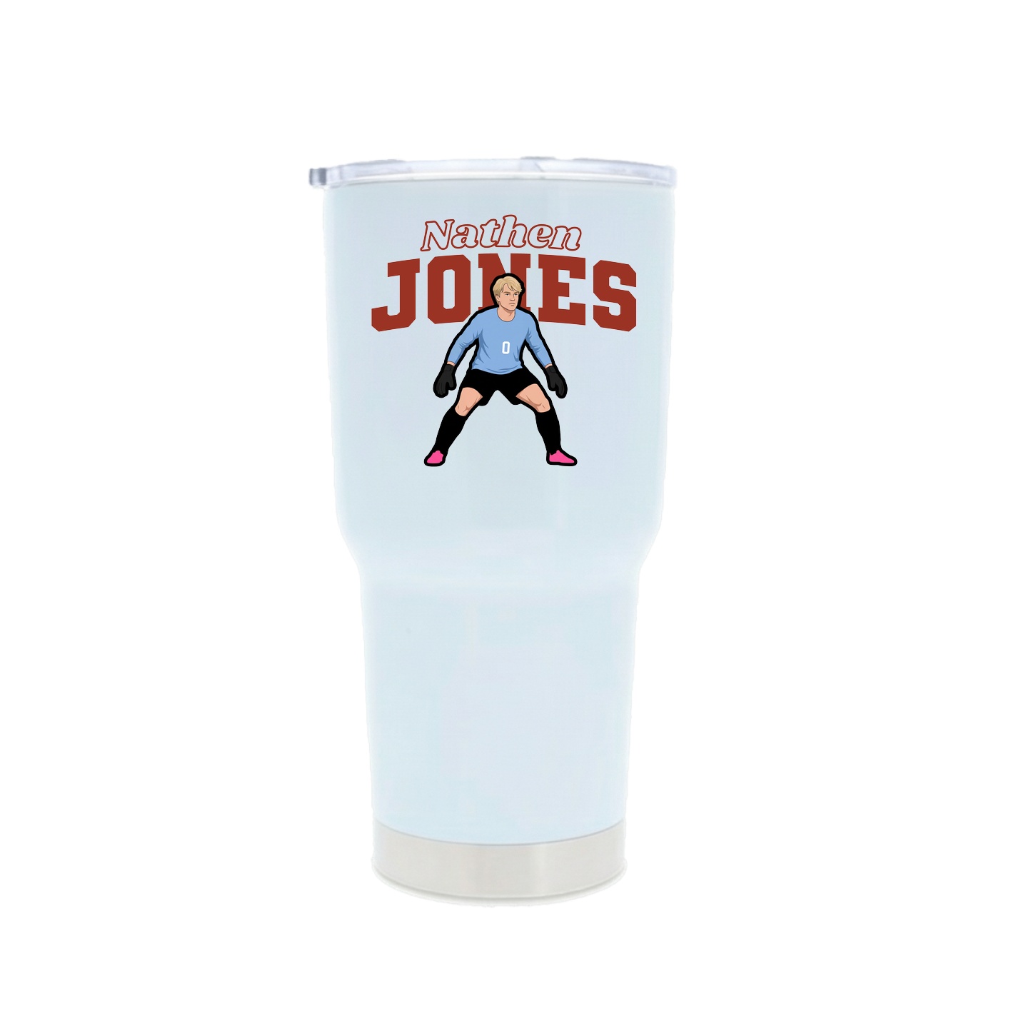 30oz Stainless Steel Tumbler — Name Arch in White