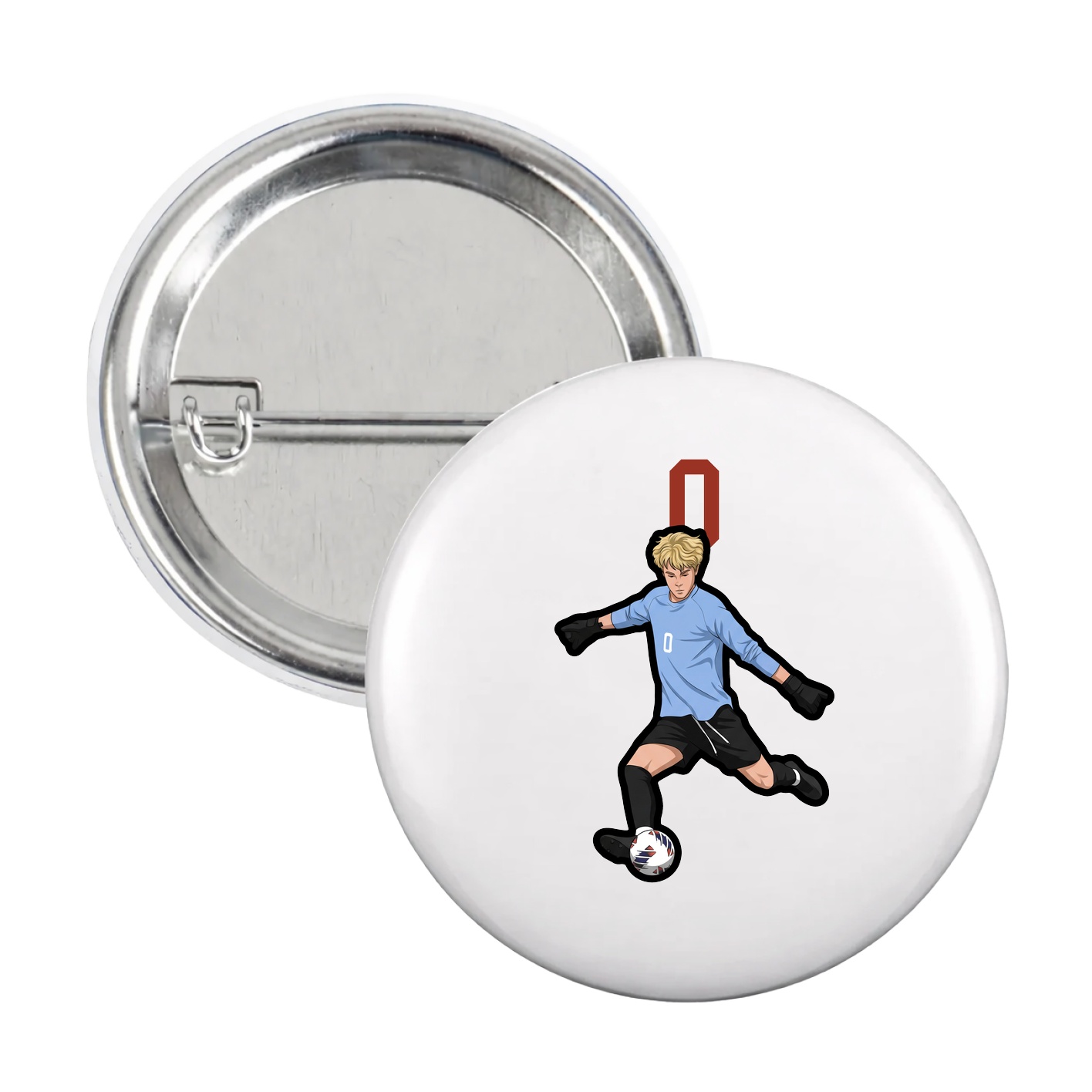 Game Day Button — Number Top in White