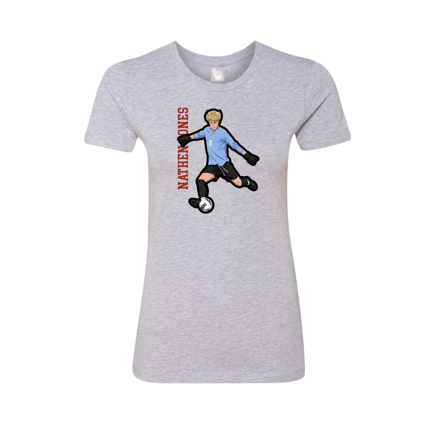 Fitted Women's Tee — Name Vertical in Grey