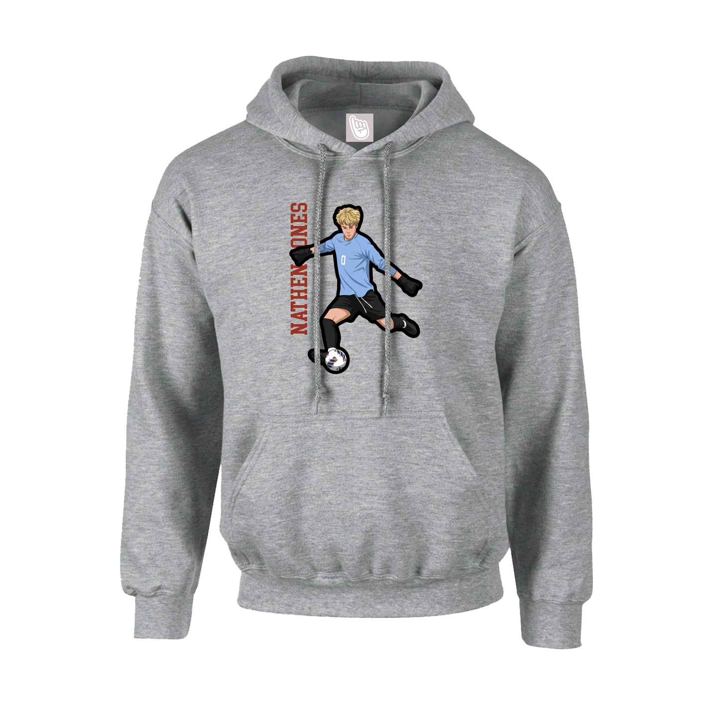Hoodie — Name Vertical in Grey