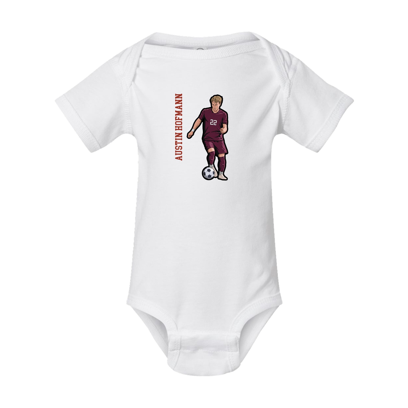 Baby Onesie — Name Vertical in White