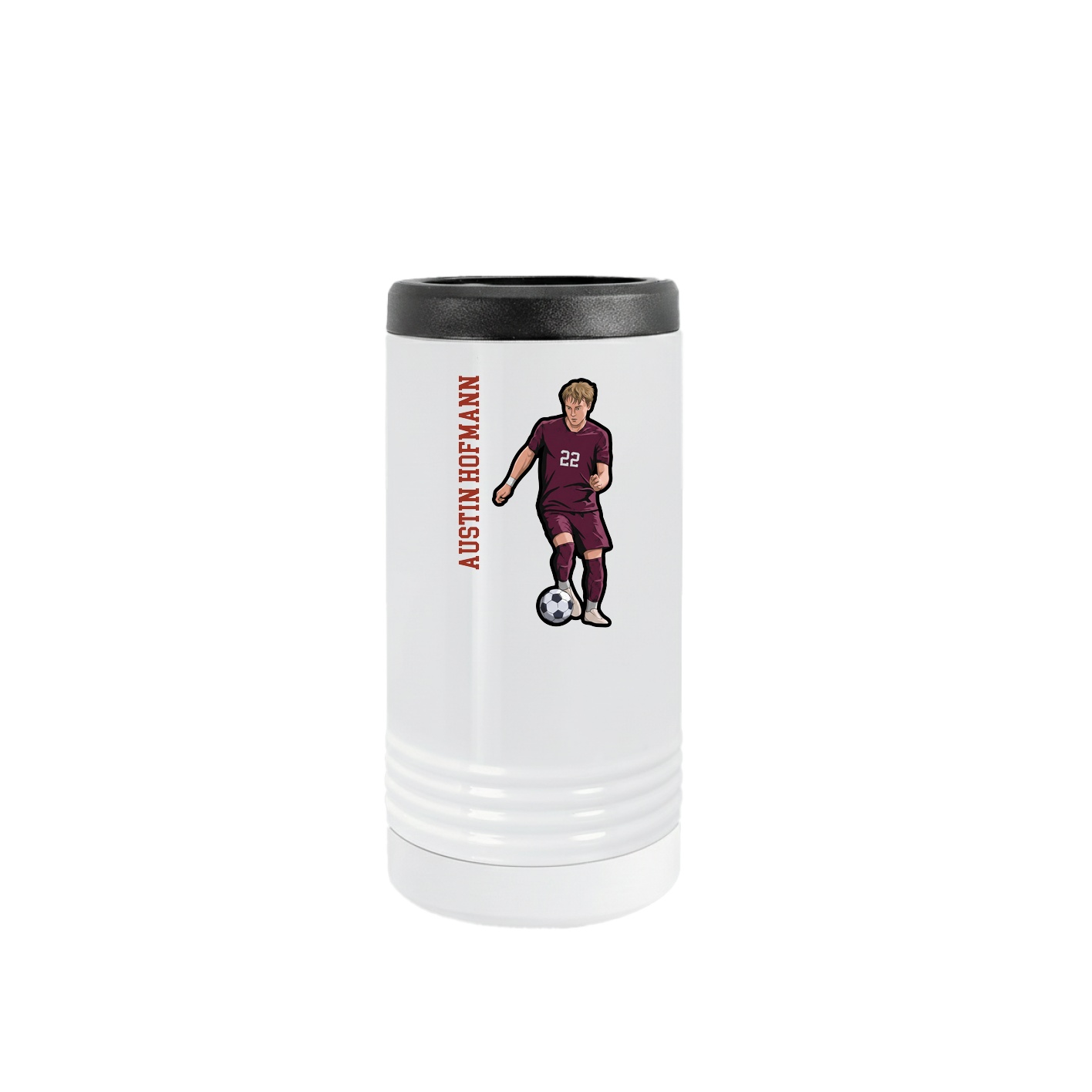 Slim Beverage Holder — Name Vertical in White