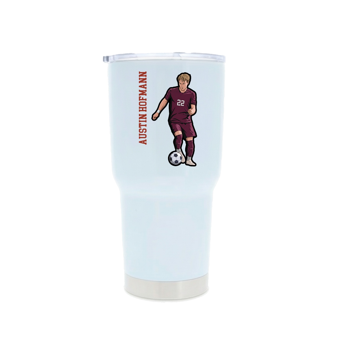 30oz Stainless Steel Tumbler — Name Vertical in White