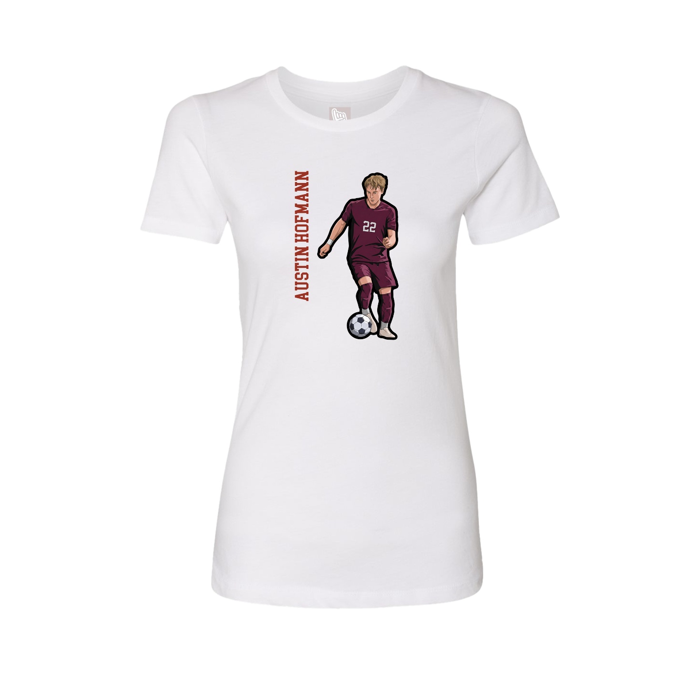 Fitted Women's Tee — Name Vertical in White