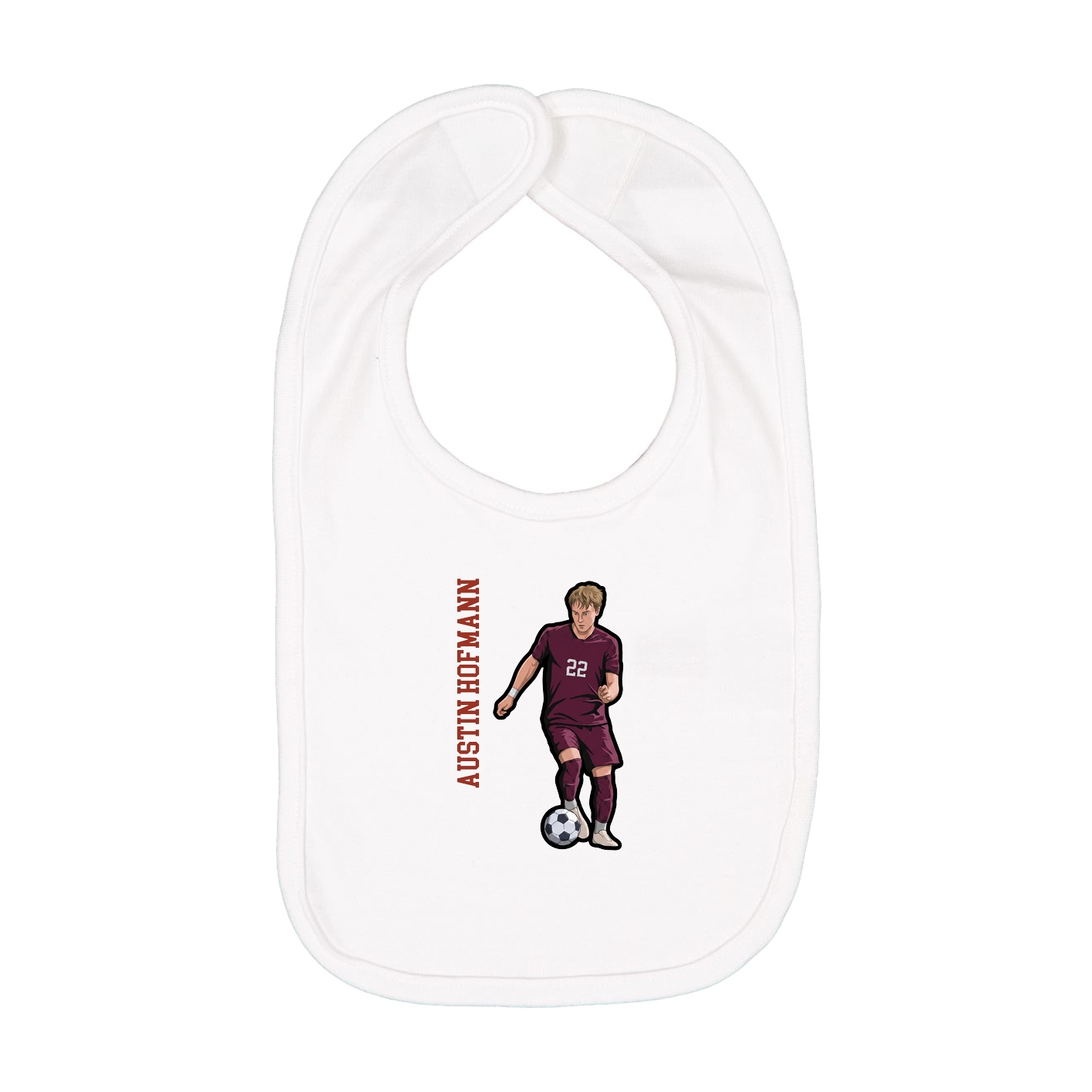 Infant Bib — Name Vertical in White