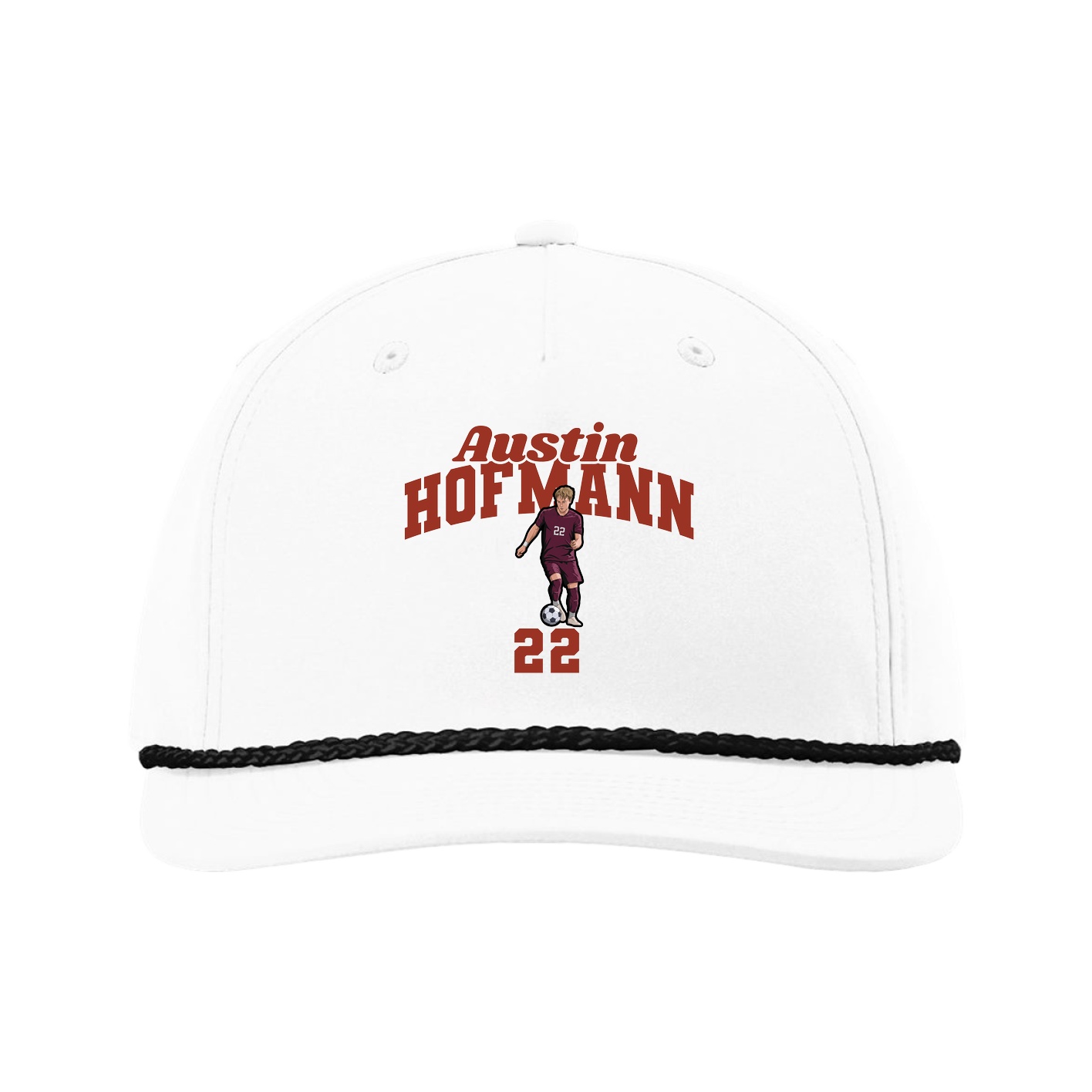 Five-Panel Classic Rope Cap — Signature Arch in White