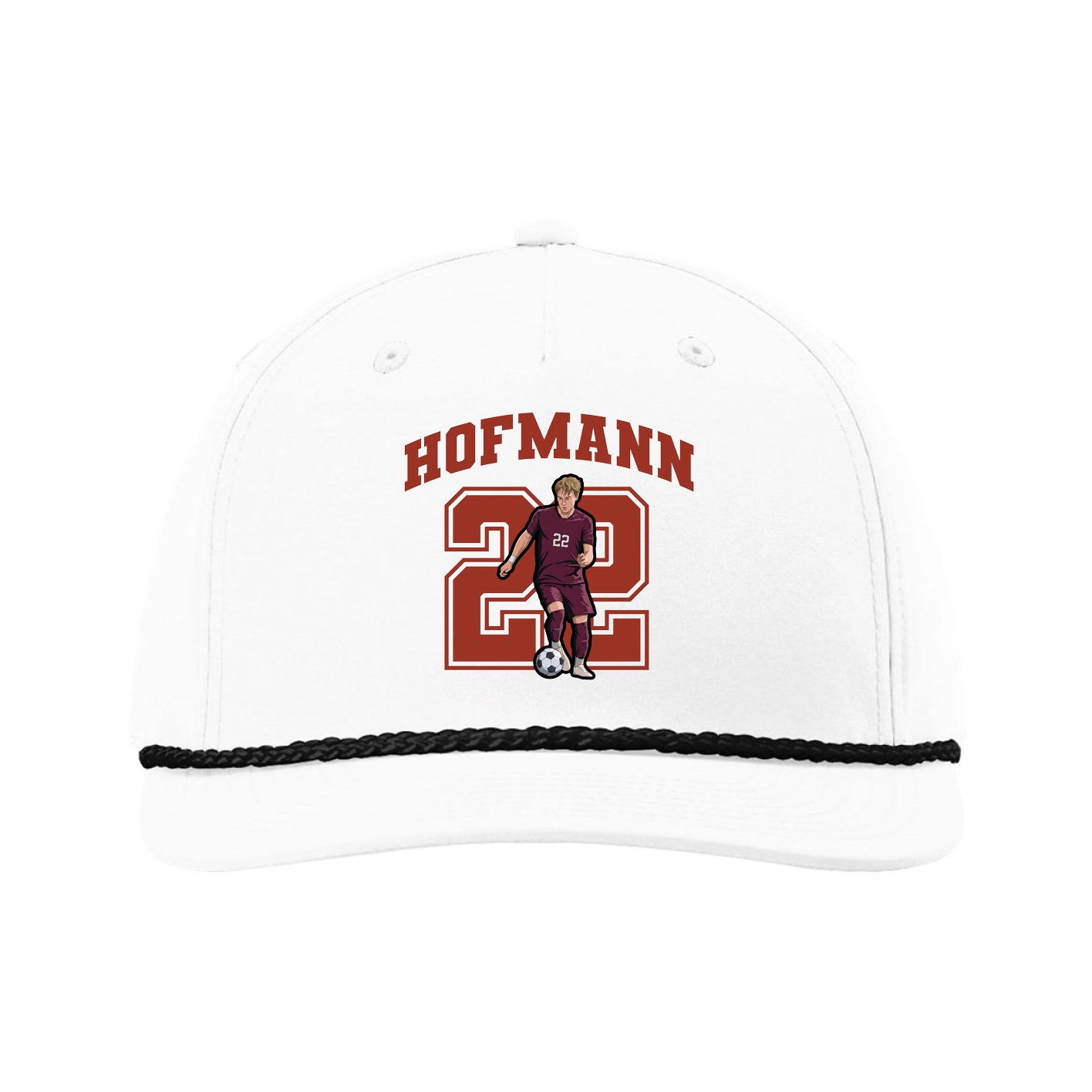 Five-Panel Classic Rope Cap — Number in White