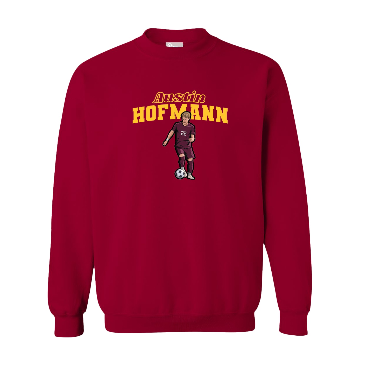 Fleece Crew — Name Arch in Cardinal