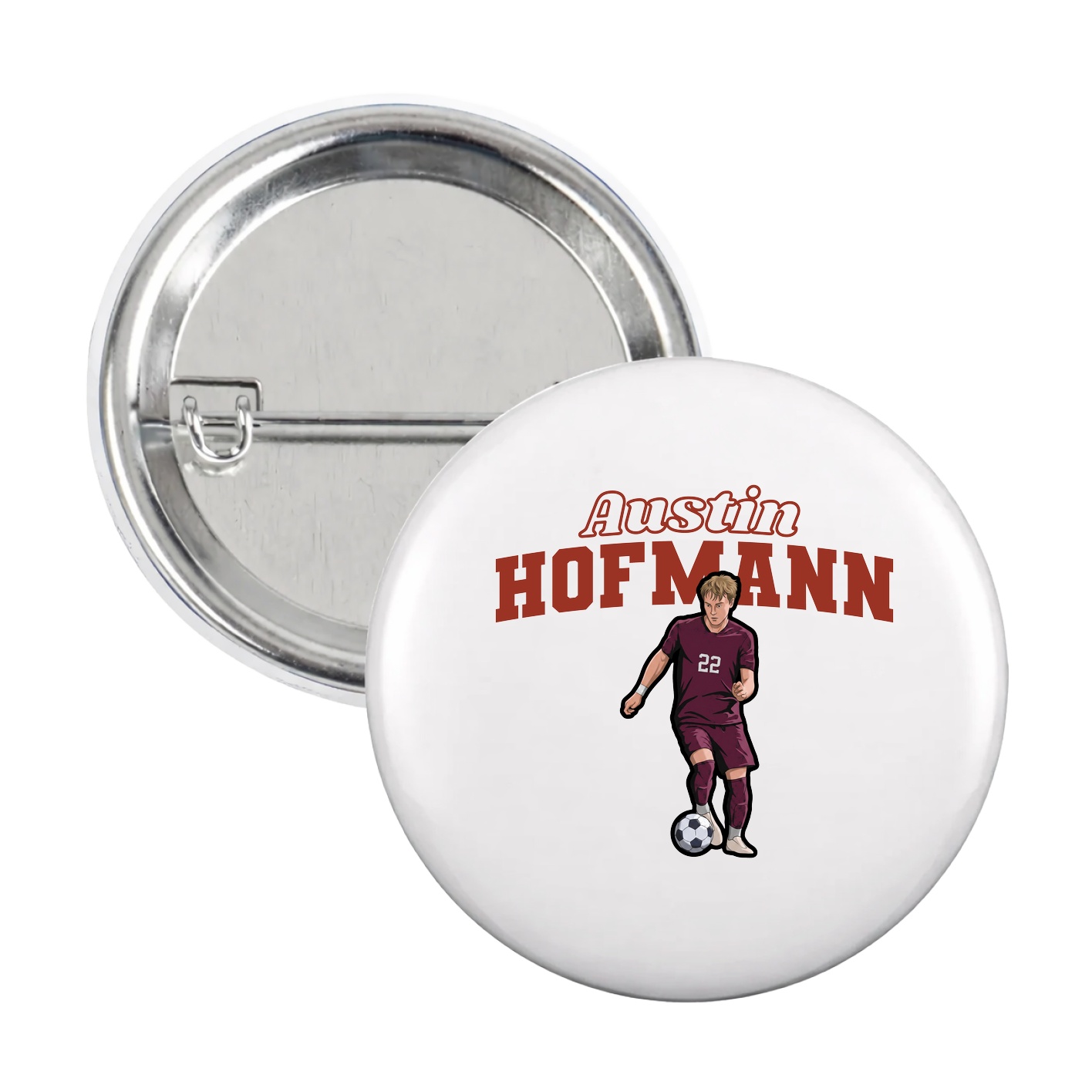 Game Day Button — Name Arch in White