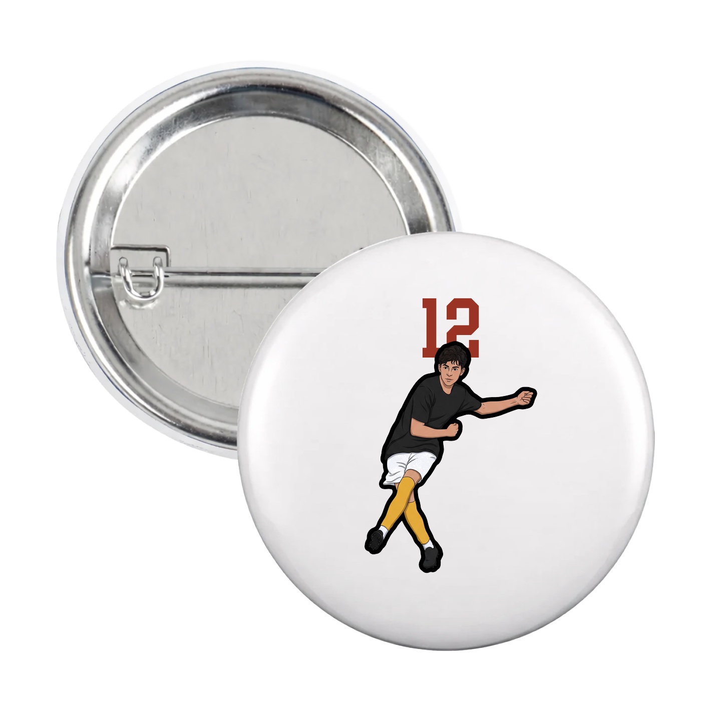 Game Day Button — Number Top in White