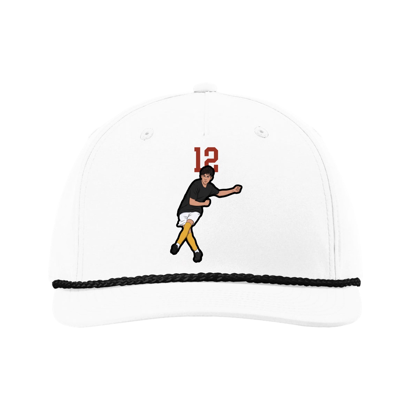 Five-Panel Classic Rope Cap — Number Top in White