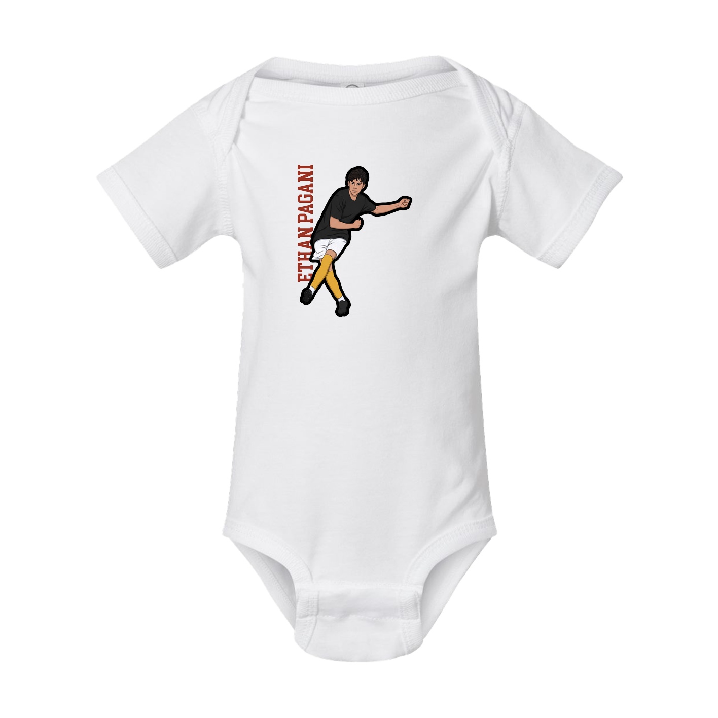 Baby Onesie — Name Vertical in White