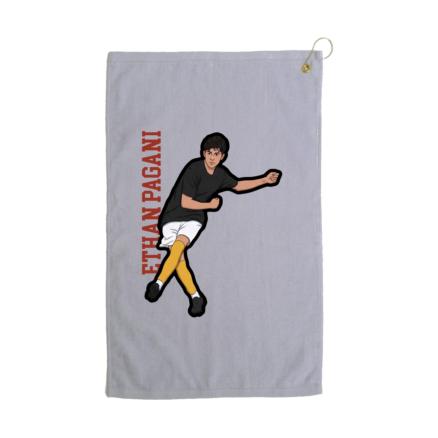 Golf Towel — Name Vertical in Grey