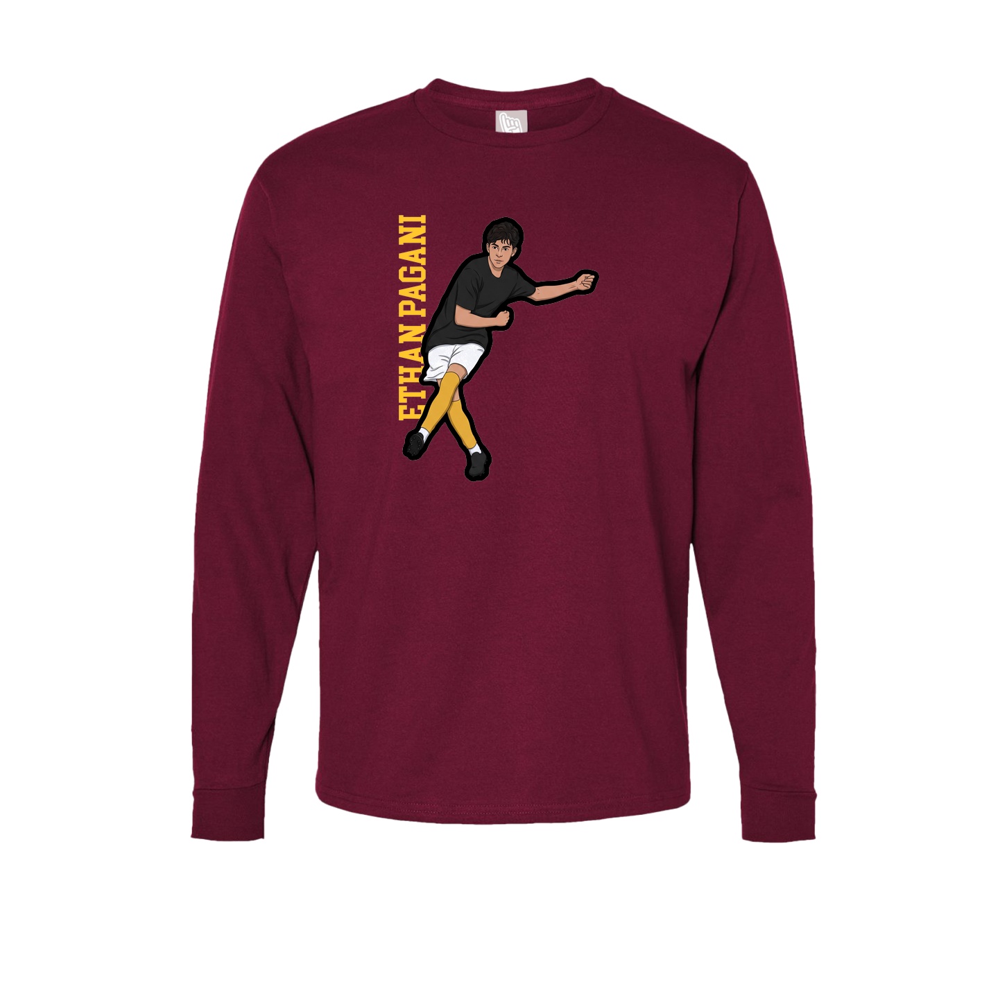Long Sleeve Tee — Name Vertical in Cardinal