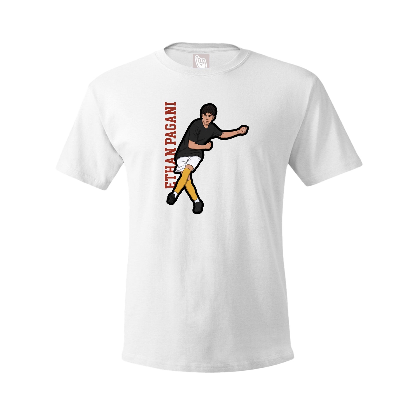 Youth Tee — Name Vertical in White