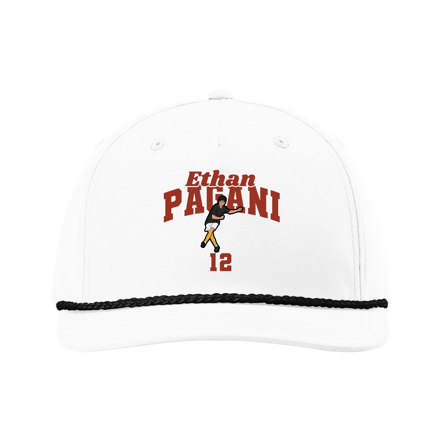 Five-Panel Classic Rope Cap — Signature Arch in White