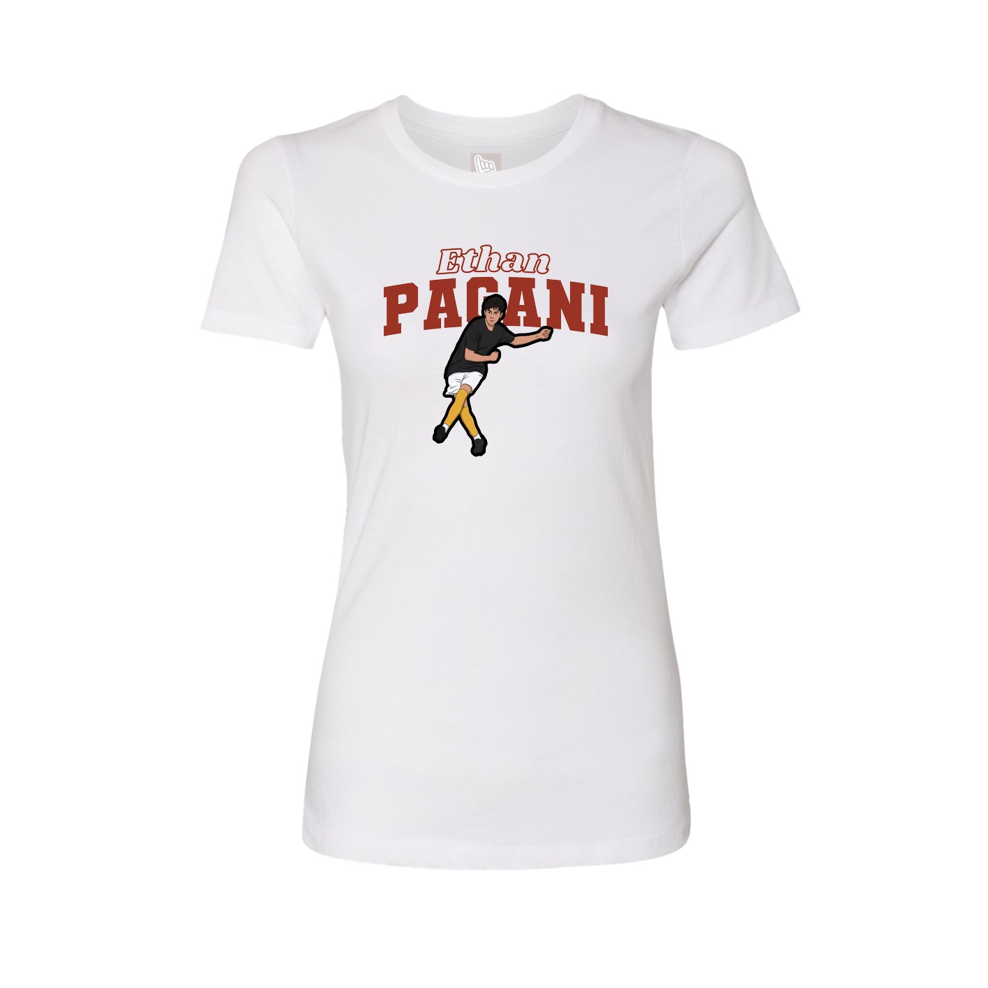 Fitted Women's Tee — Name Arch in White