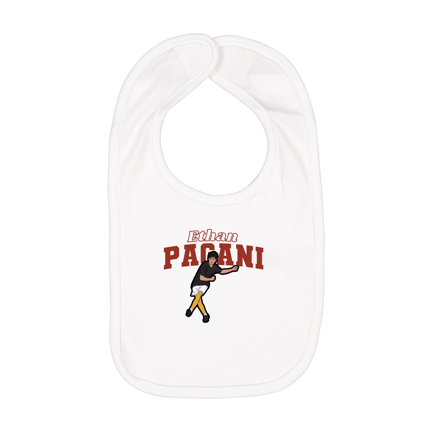 Infant Bib — Name Arch in White