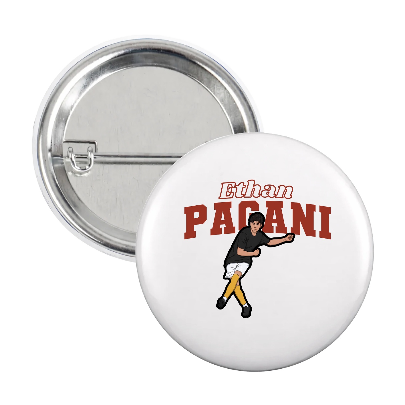 Game Day Button — Name Arch in White
