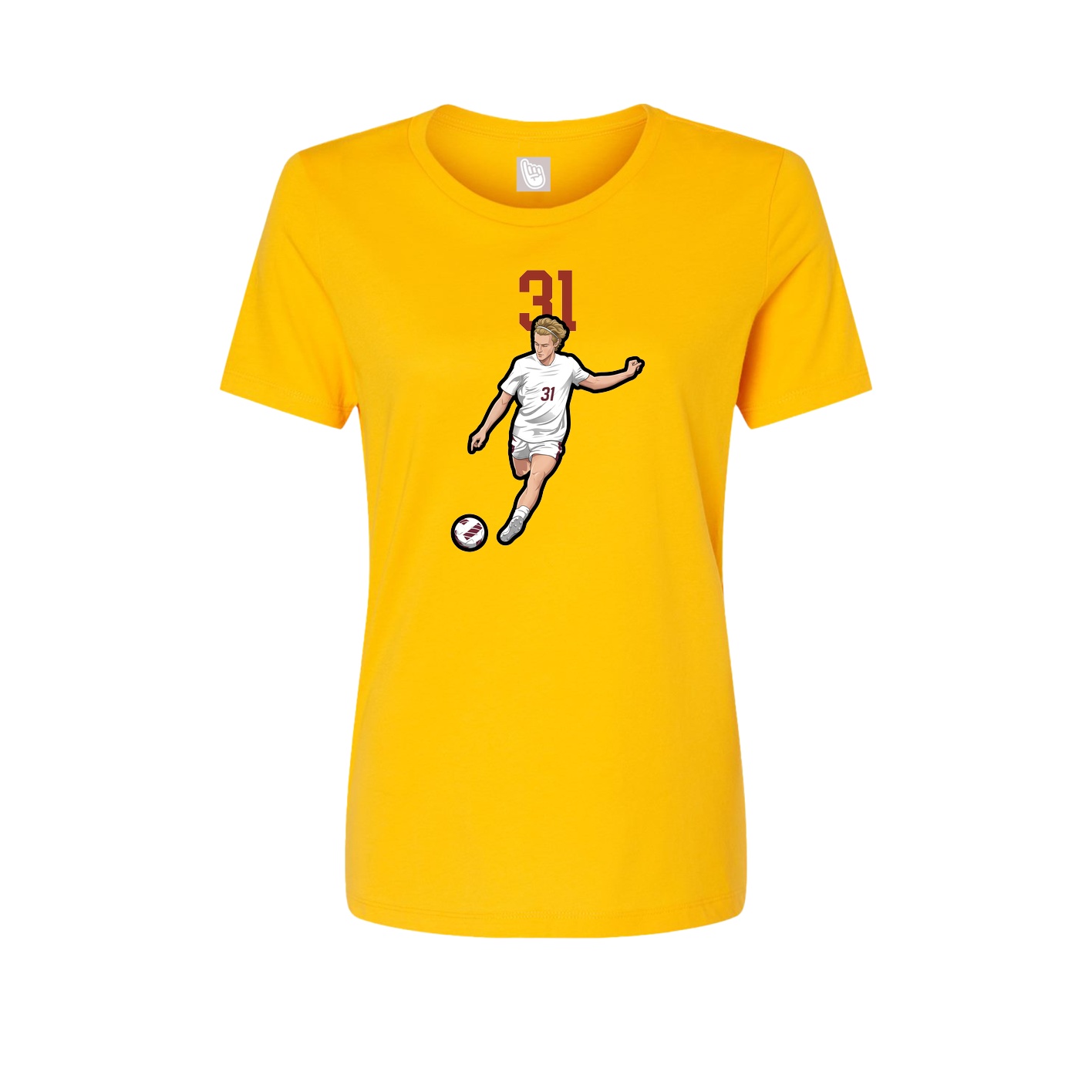 Fitted Women's Tee — Number Top in Gold