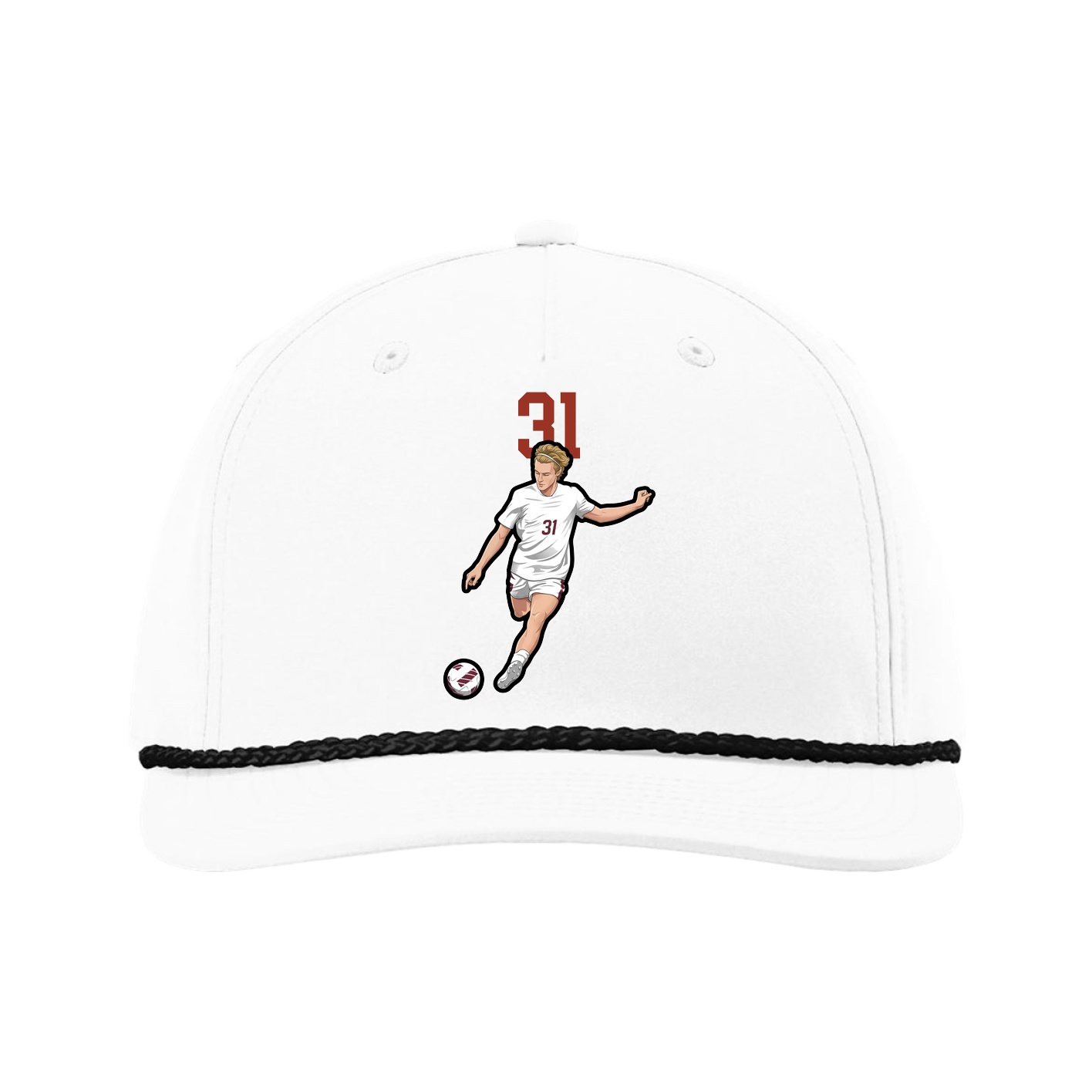 Five-Panel Classic Rope Cap — Number Top in White