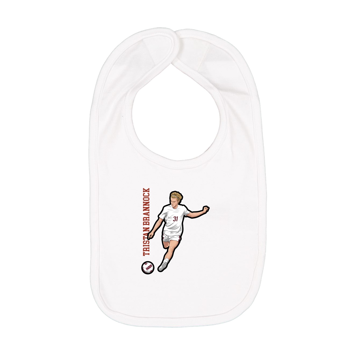 Infant Bib — Name Vertical in White