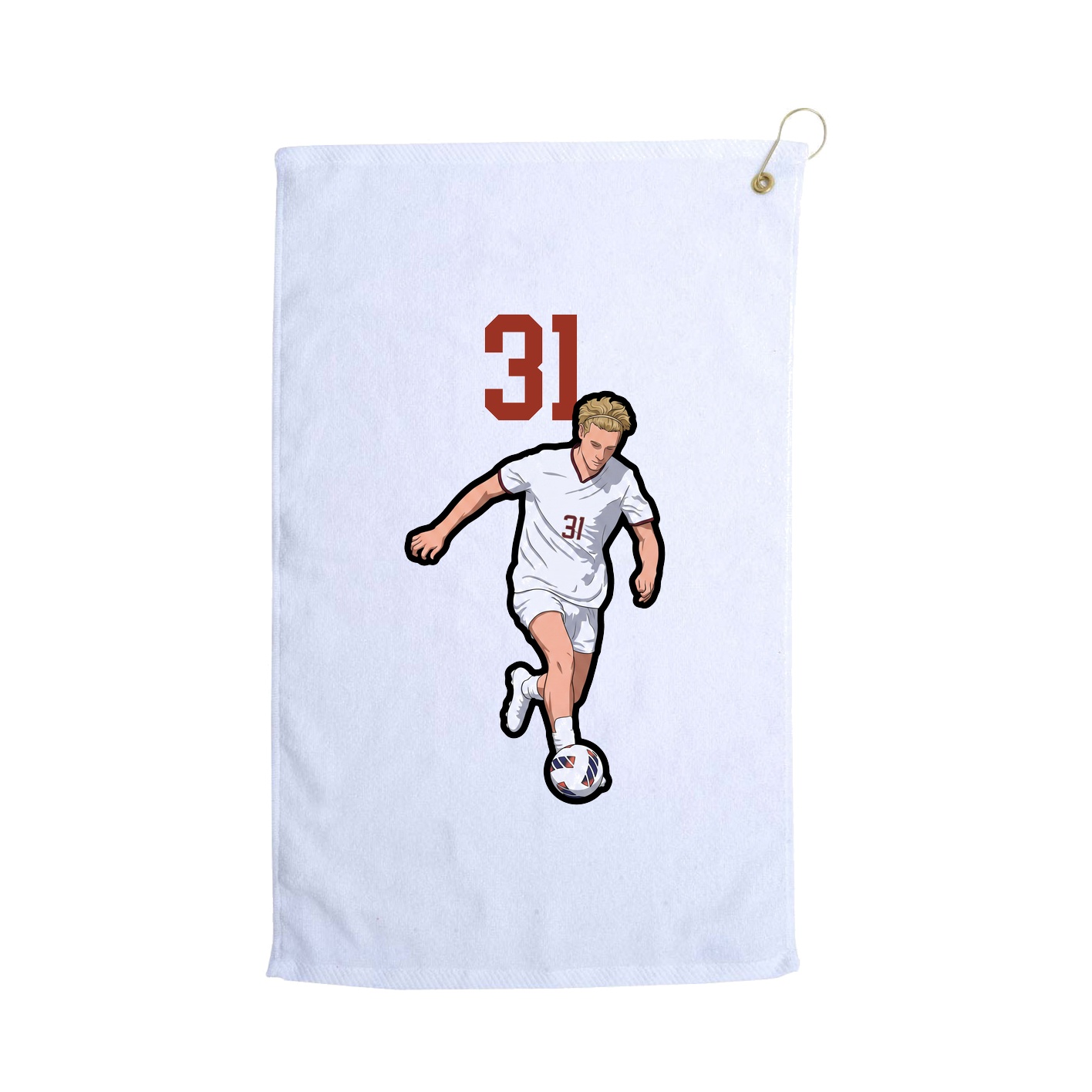 Golf Towel — Number Top in White