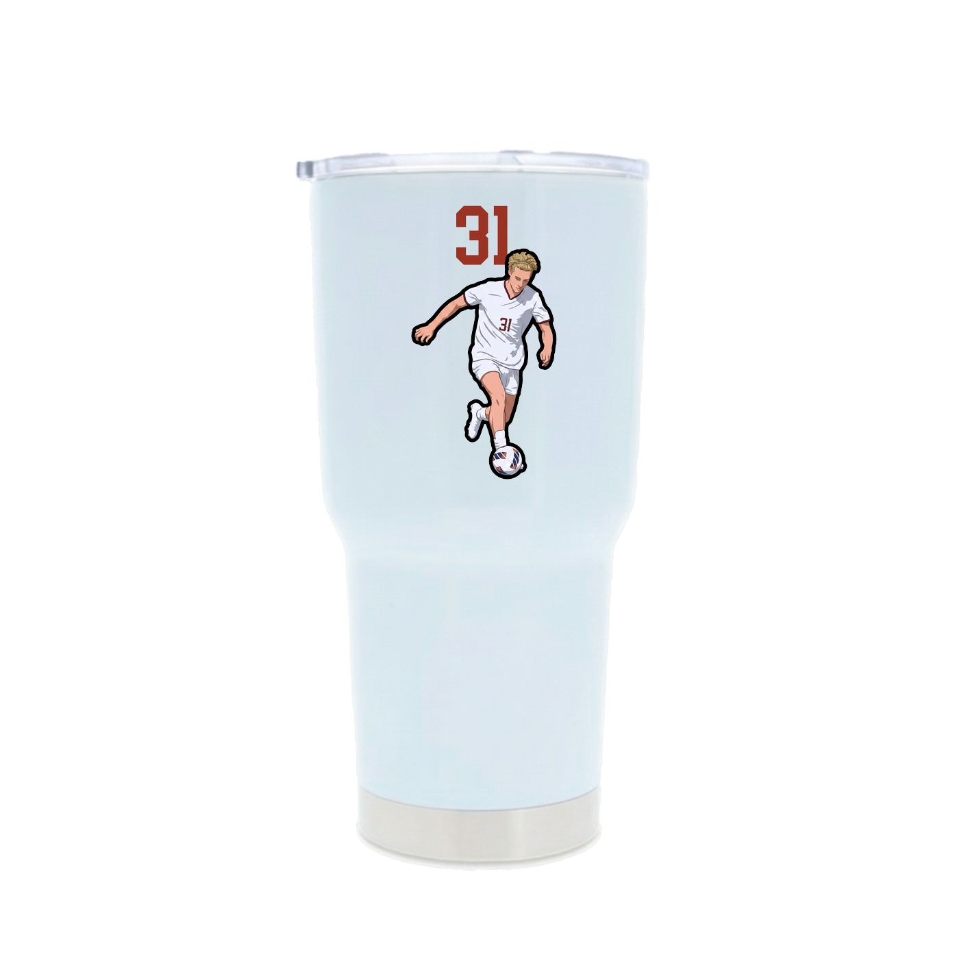 30oz Stainless Steel Tumbler — Number Top in White