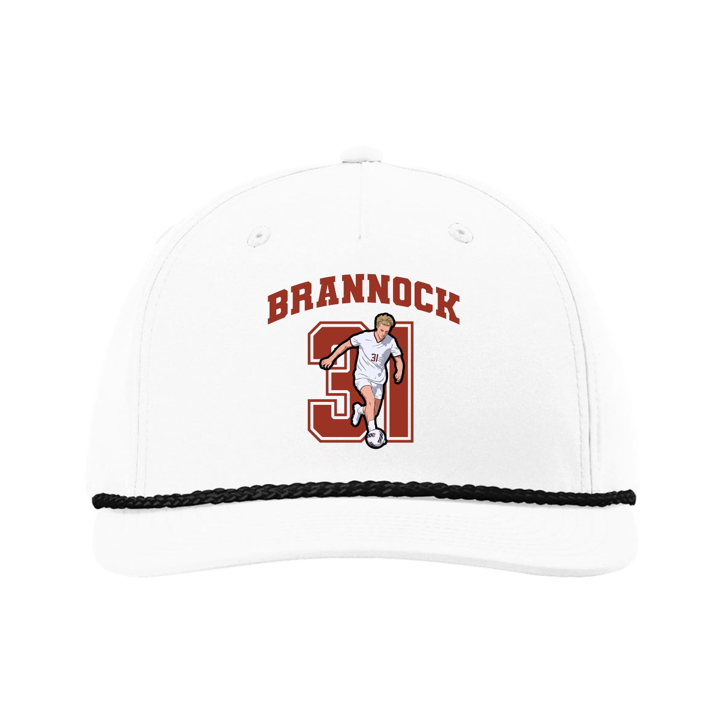 Five-Panel Classic Rope Cap — Number in White