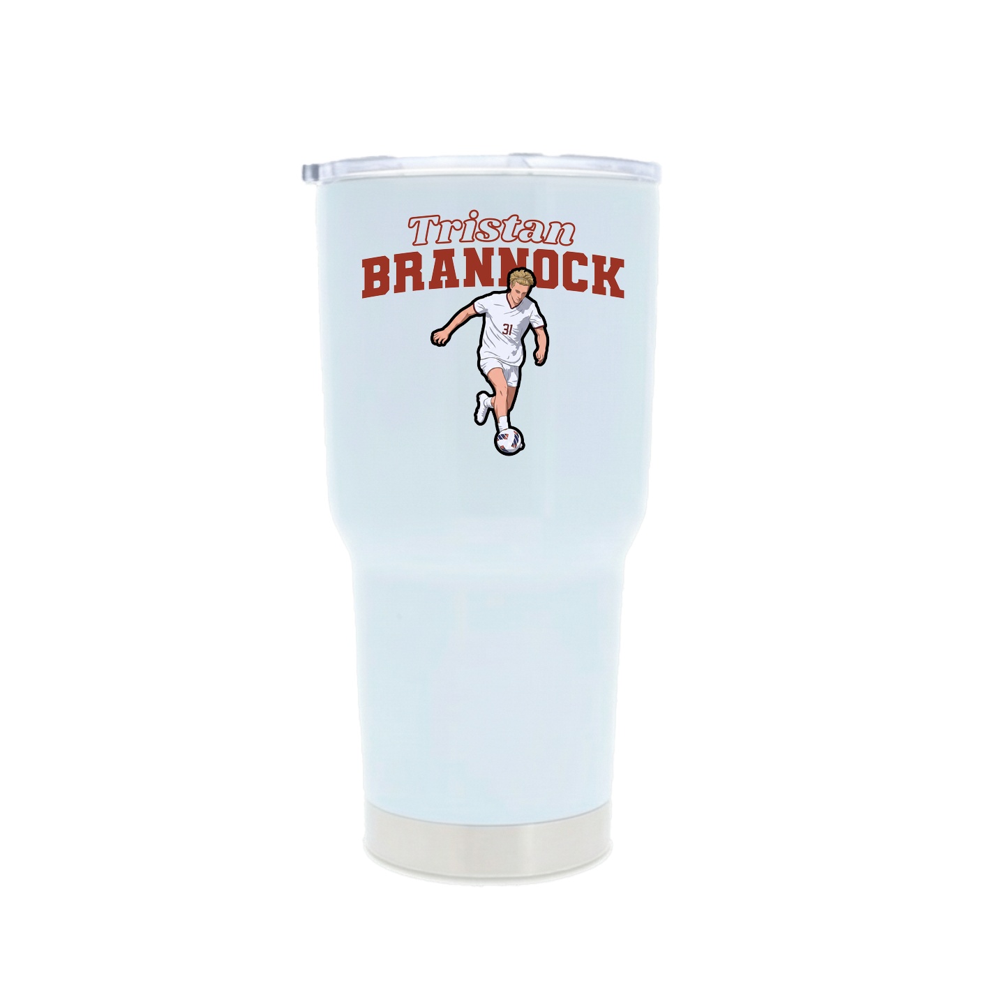 30oz Stainless Steel Tumbler — Name Arch in White