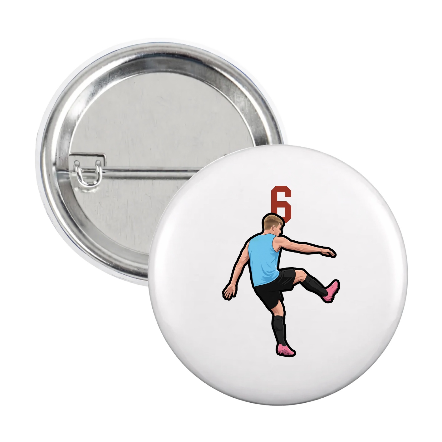 Game Day Button — Number Top in White