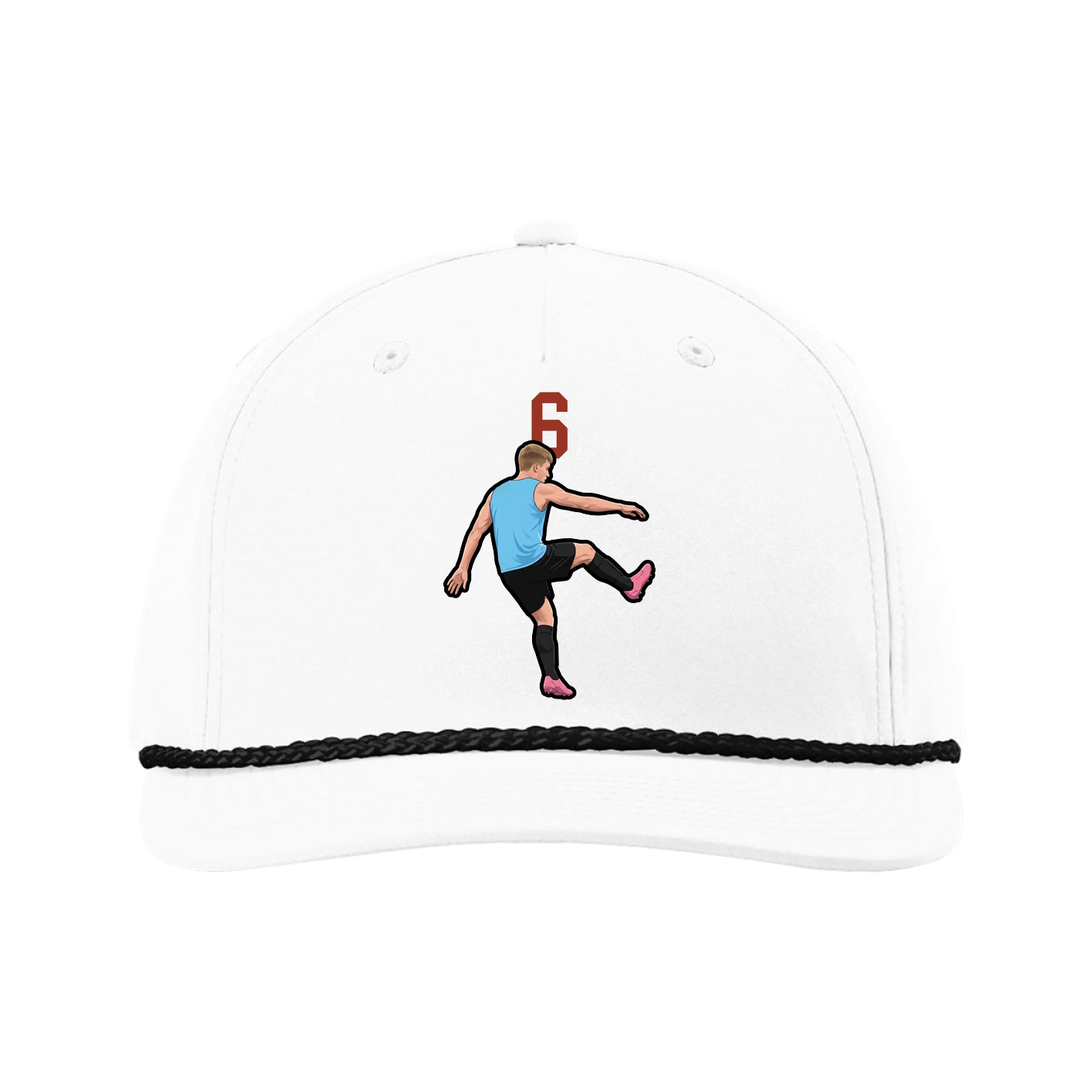 Five-Panel Classic Rope Cap — Number Top in White