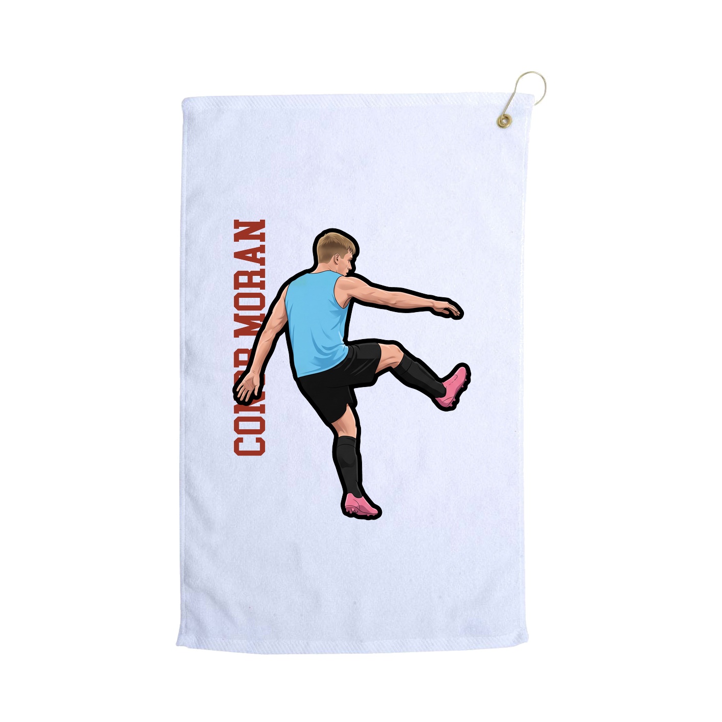 Golf Towel — Name Vertical in White