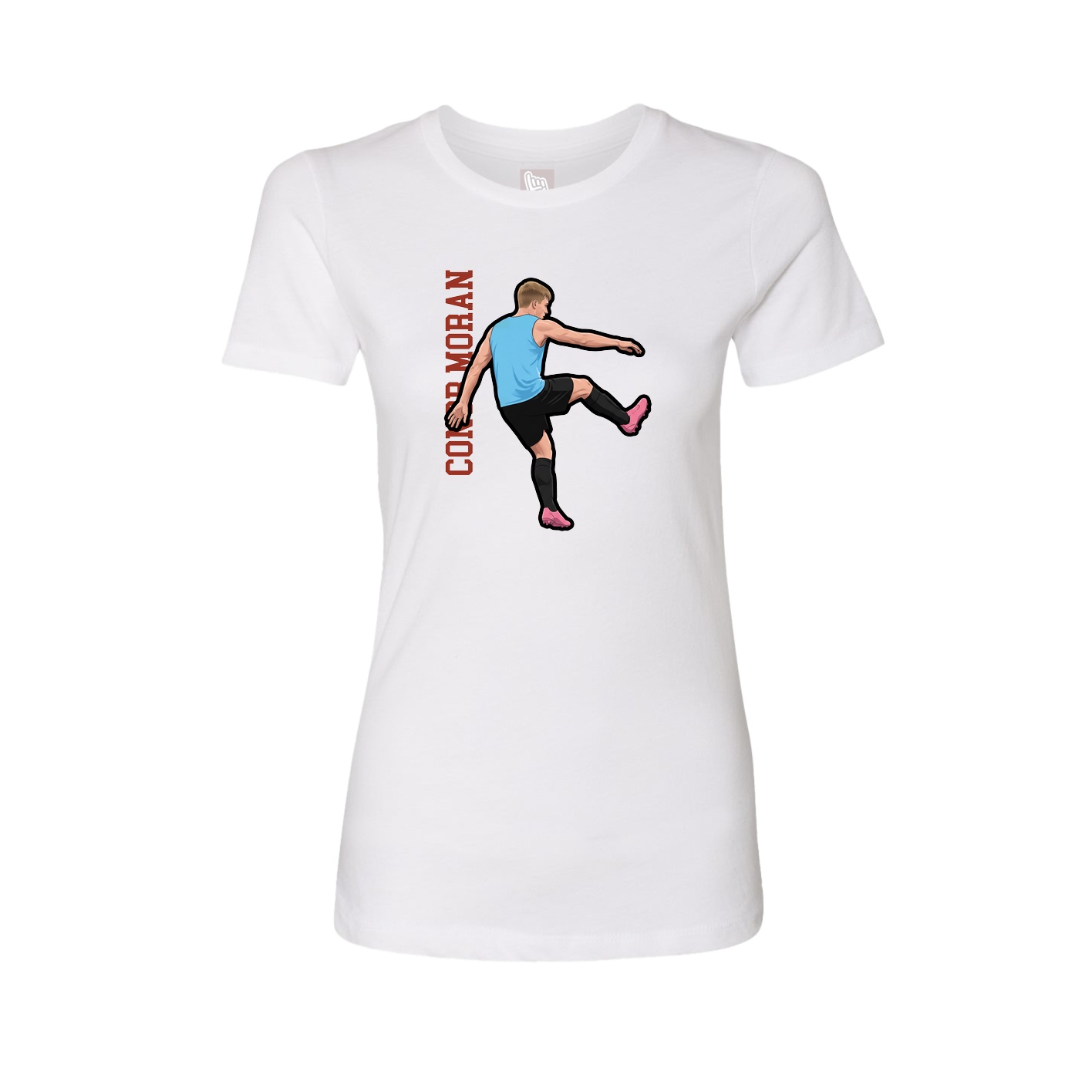 Fitted Women's Tee — Name Vertical in White